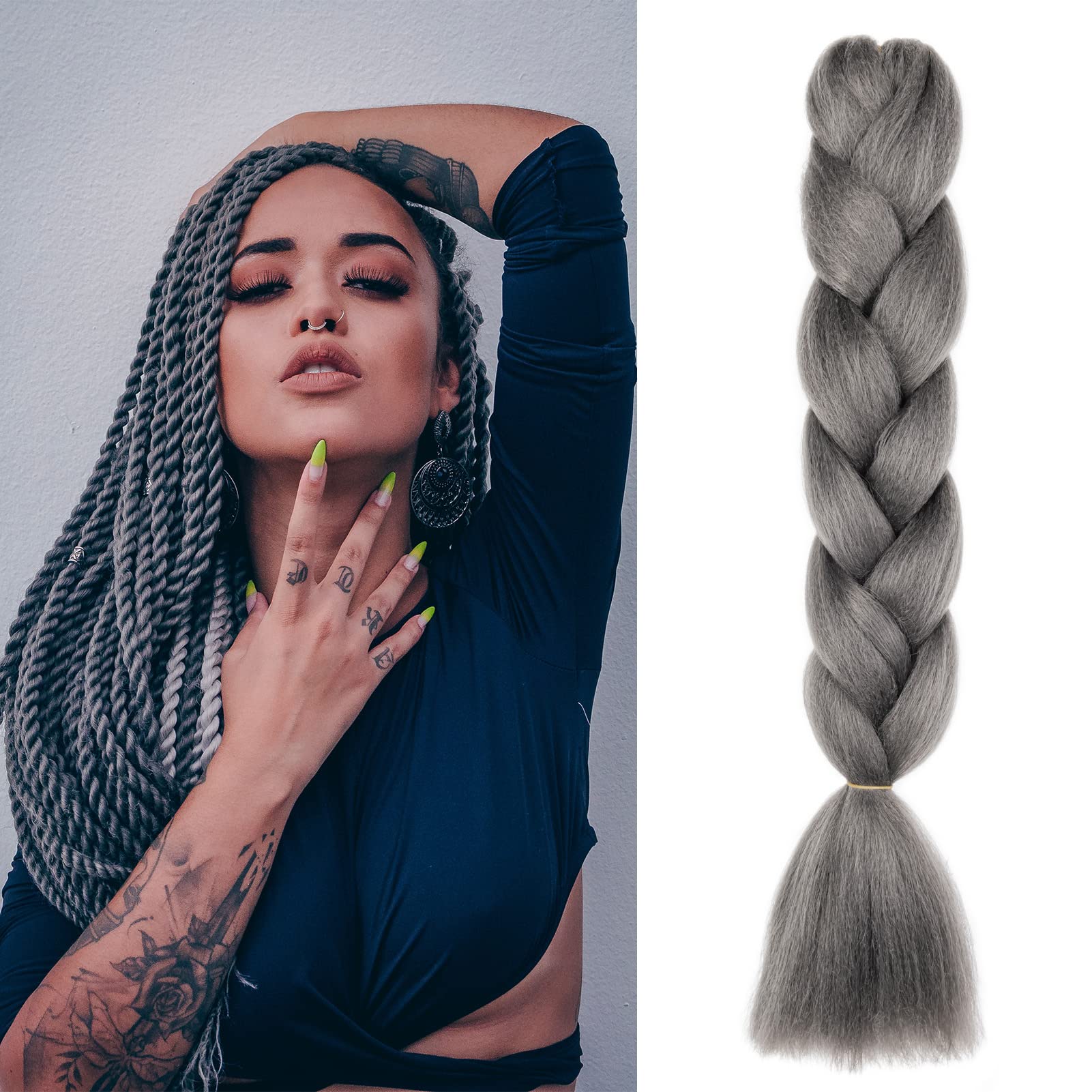 60cm Extensiones de Pelo Trenzas Africanas Castaño Oscuro Extensiones para Trenzas Africanas 1 pcs 100g Kanekalon Pelo para Trenzas Africanas Sintetico Extensiones de Trenzado Cabello Braiding — view 123