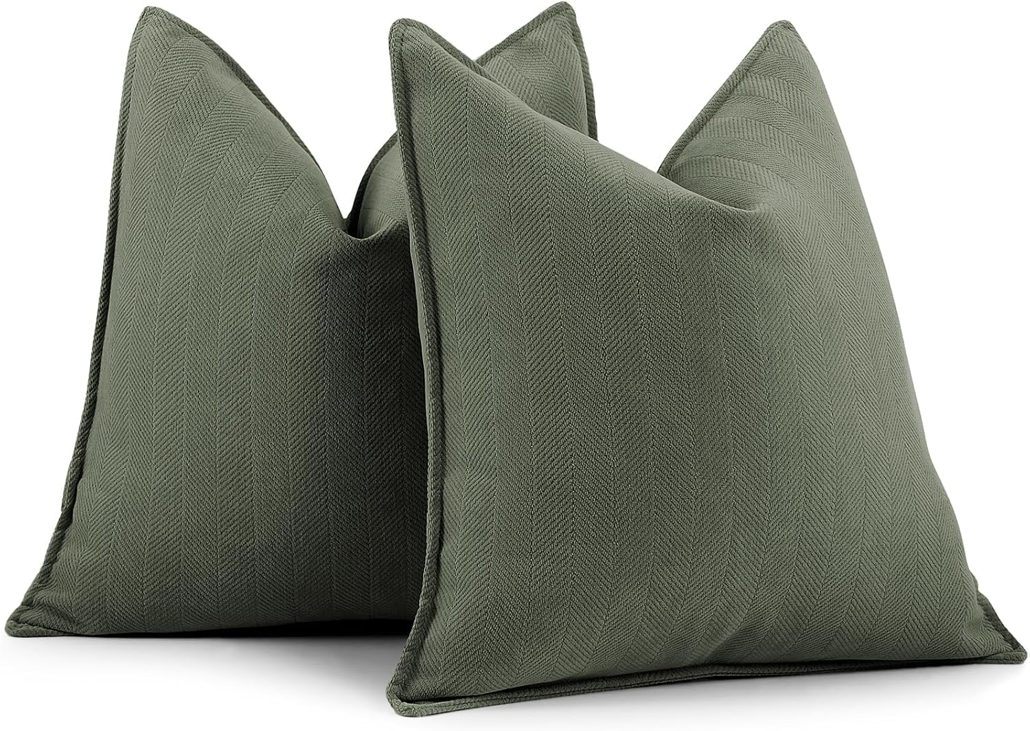 ZWJD Army Green Pillow Covers 20x20 Set of 2 Chenille Throw Pillow Covers with Elegant Design Soft and Luxurious Decorative Throw Pillows for Couch, Bed, and Home Decor Army Green 20" x 20" (Pack of 2)