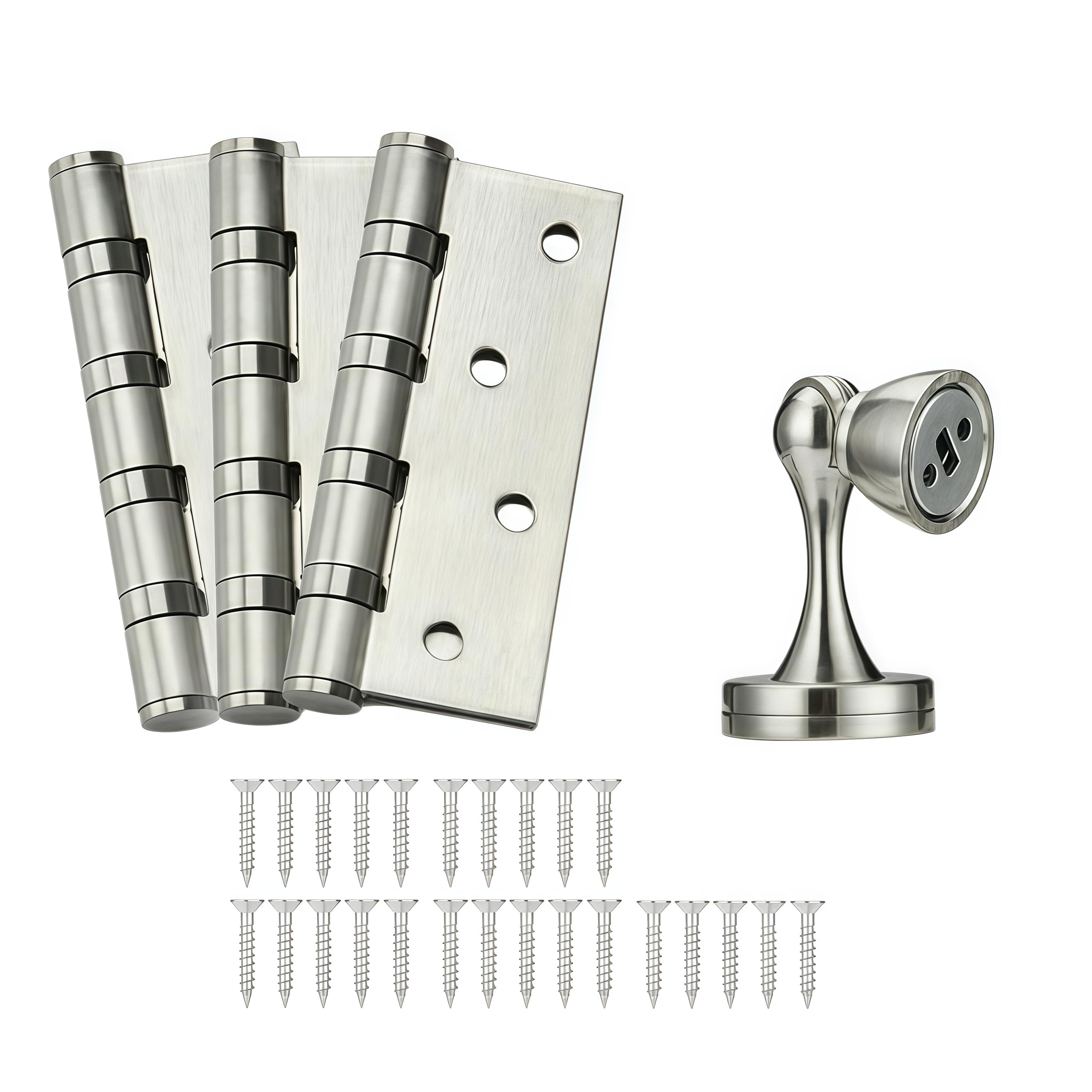 Hinges 3 Pack of 5 Inch Stainless with Door Catch Silver Casement Hinges