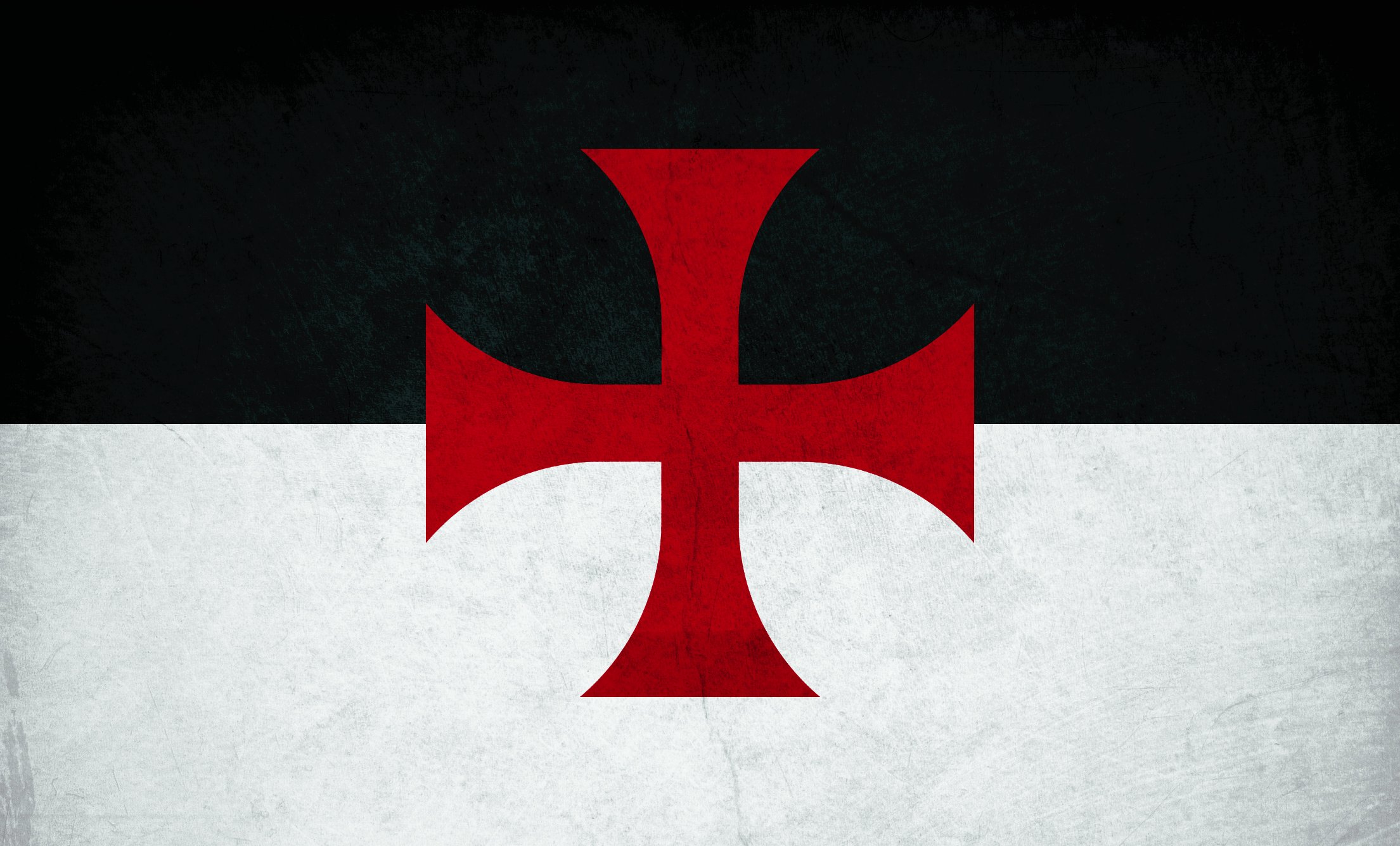 Cool Grunge Effect Knights Templar Flag Stickers 184mm by 110mm, Vinyl, Waterproof