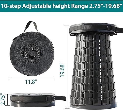 Miniatura 3 de ALEVMOOM Taburete plegable portátil mejorado con cojín, taburete plegable telescópico para adultos, taburete de campamento ligero con capacidad de
