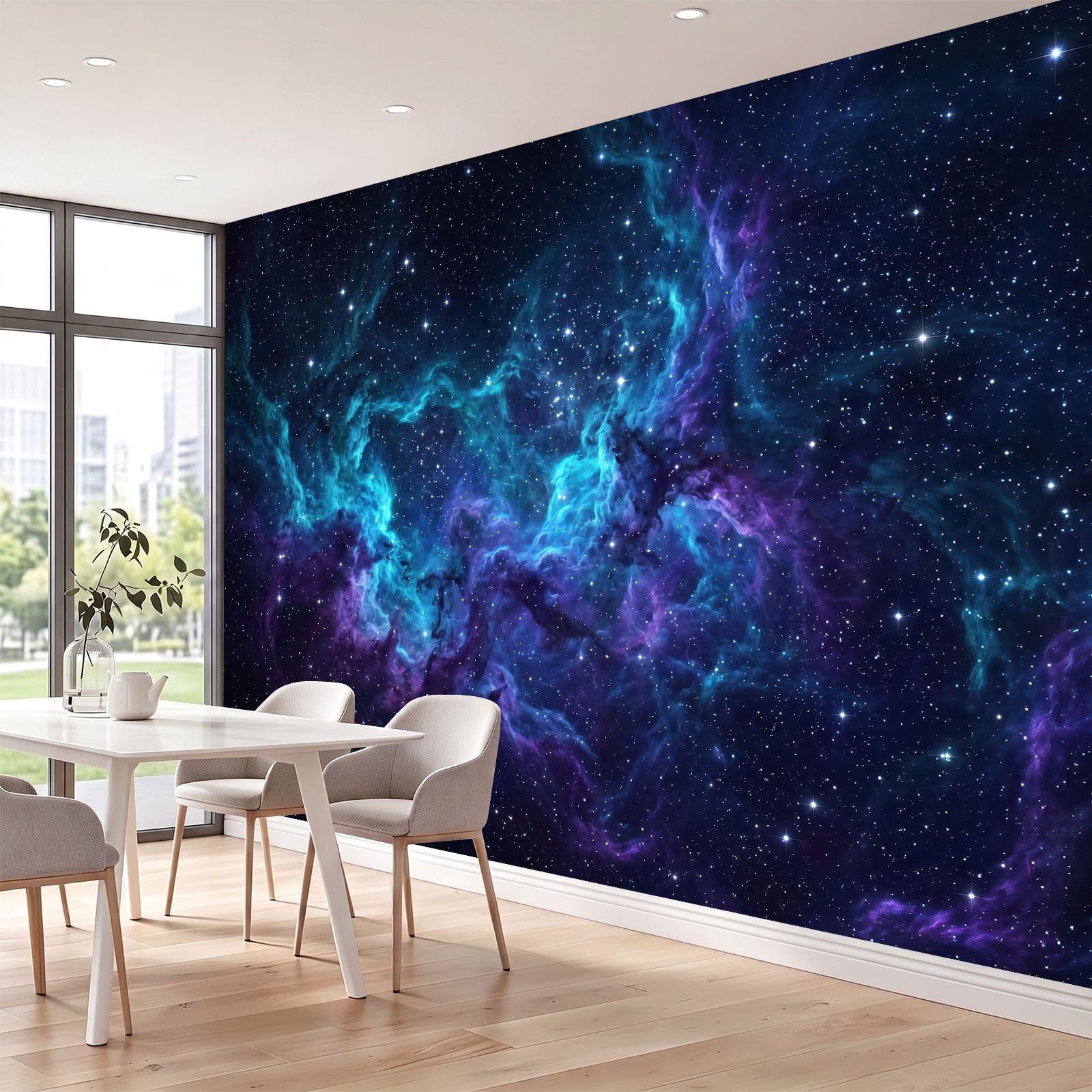 Fototapeta flizelinowa z motywem kosmosu, do salonu, sypialni, 250 x 175 cm, tapeta na flizelinie, tapeta ścienna, efekt 3D, mgła, gwiazdy, wszechświat, galaktyka