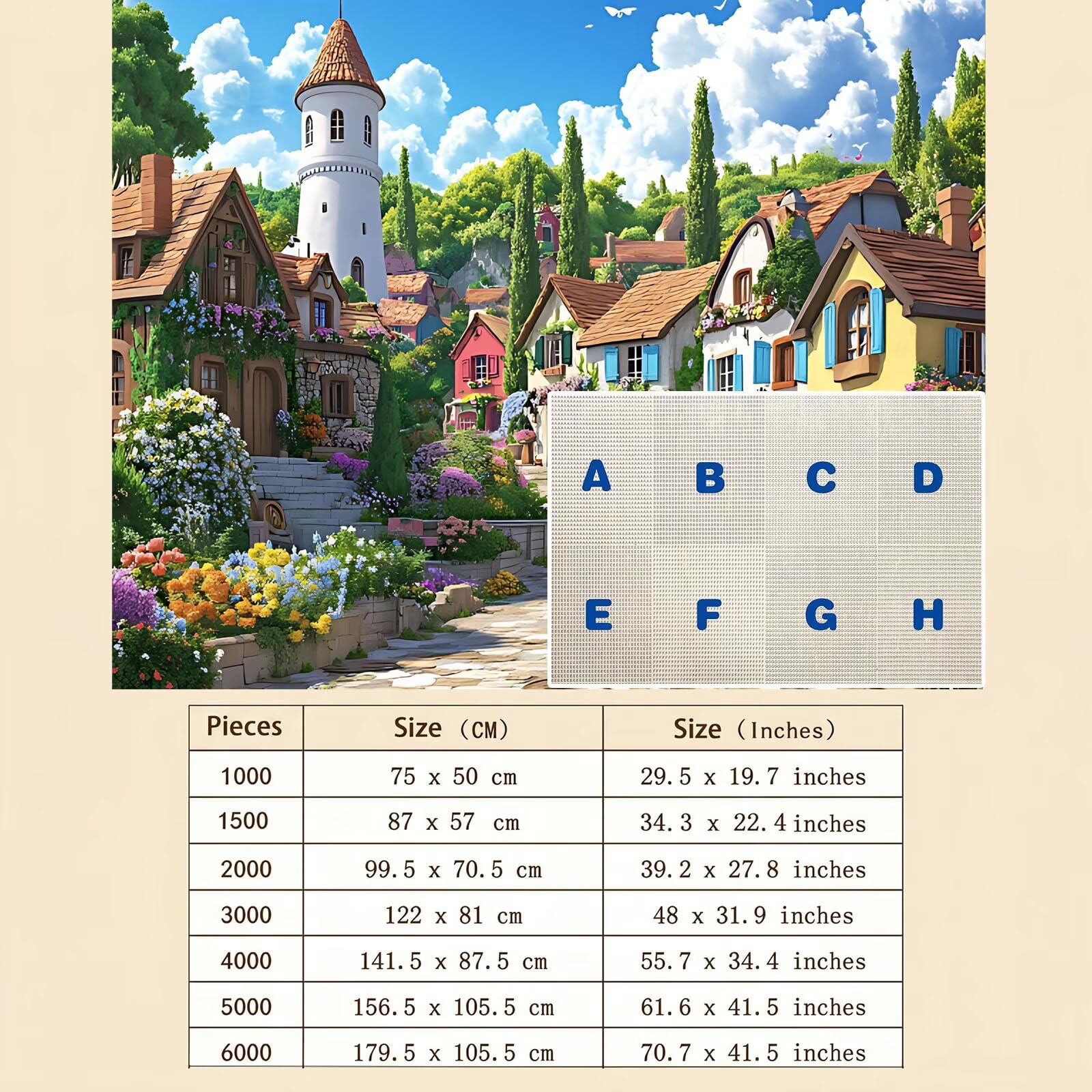 Puzzle 4000 Pezzi Classici, Puzzle Cartone animato villaggio 141 x 87 cm, Gioco Educativo e Antistress in Legno con Poster Incluso, Ttività Famiglia, Regalo per Appassionati, Decor Parete, f0-534