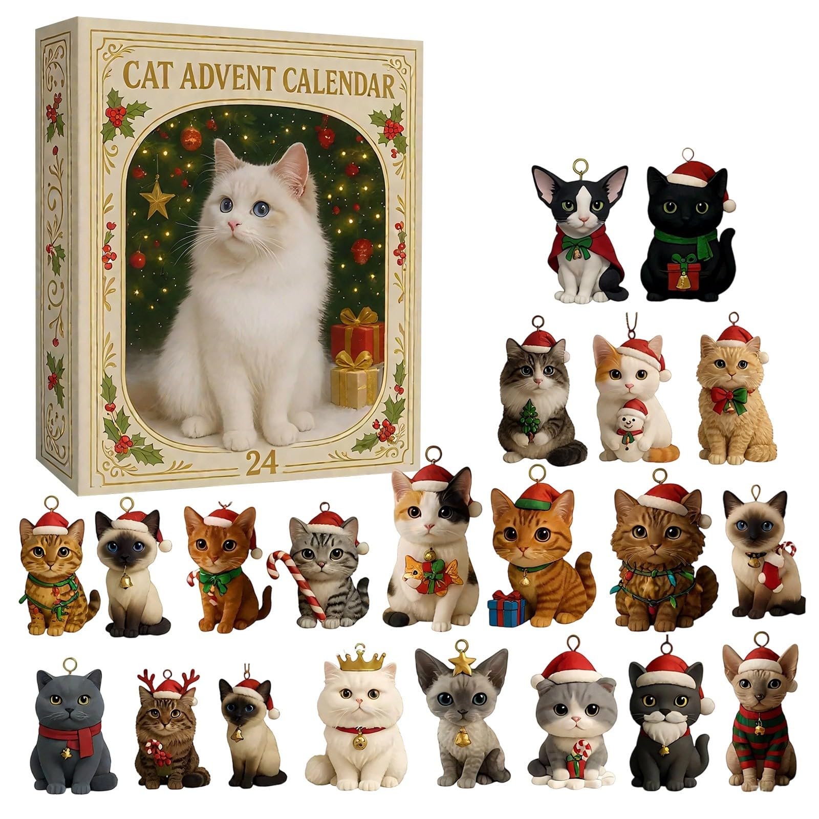 Advent Calendar 2026 Kids Countdown Surprise With Mystery Cute 2D Cat Collectible For Kids And Family