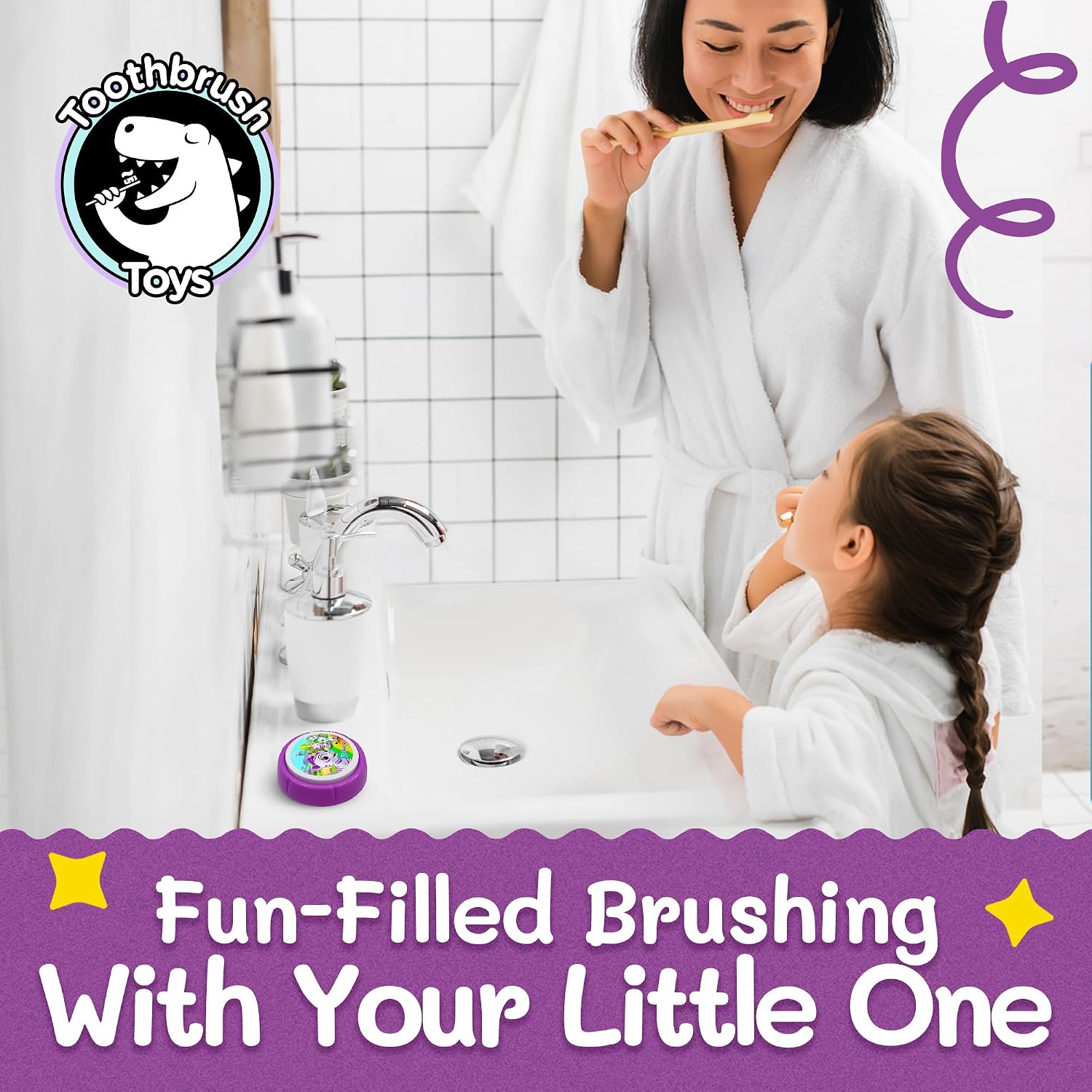 Toothbrush Timer for Kids – 2 Minute Toothbrush Timer Helps Kids and Toddlers Brush Teeth with Lights & Music, Adjustable Volume Control, Zoonicorn