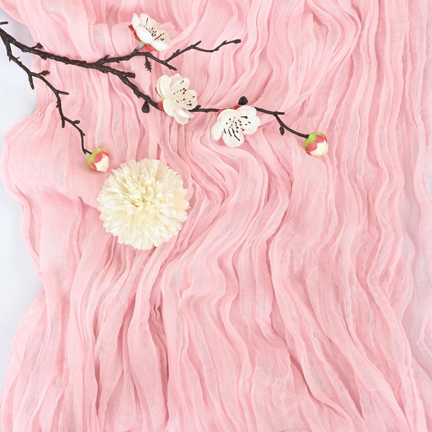 20 Pack Pink Cheesecloth Table Runner 10FT Boho Gauze Fabric Cheese Cloth Table Runners for Wedding ,Party,Baby Shower, Bridal Party, Rustic Farmhouse and Table Decorations