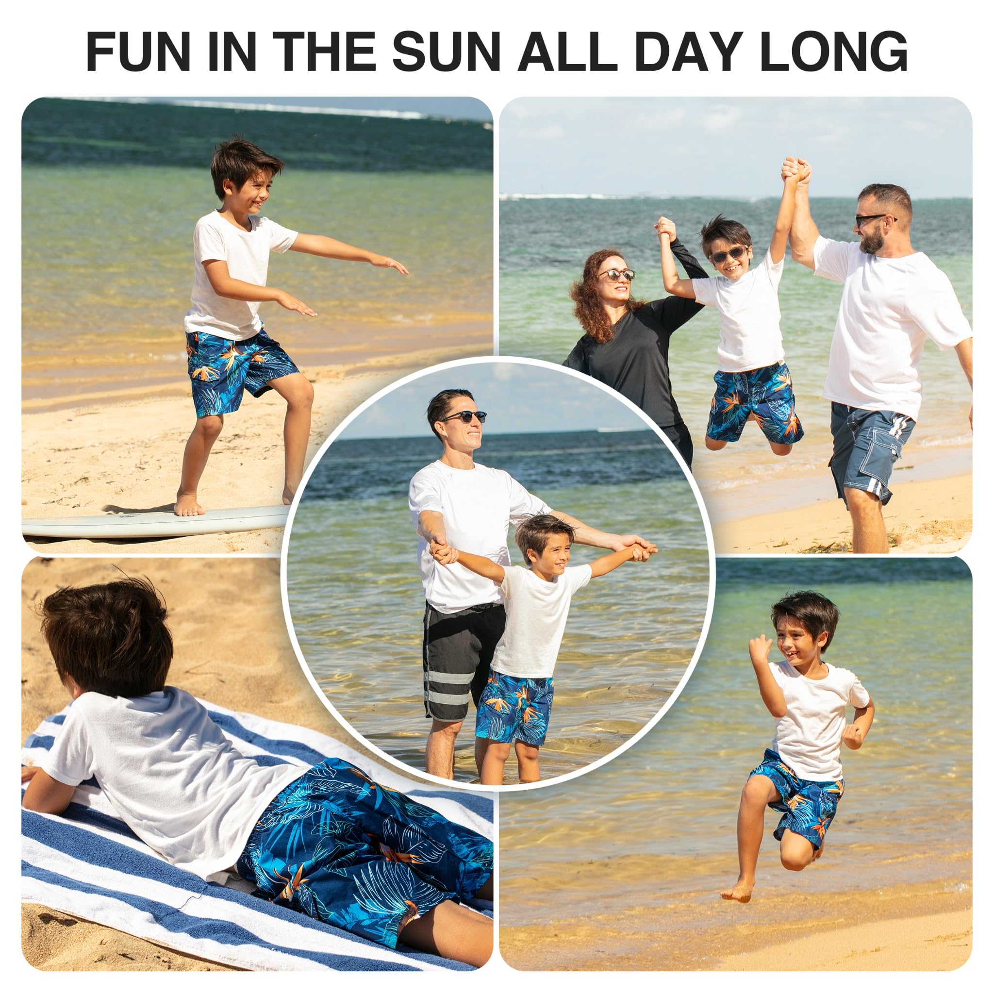 Kanu Surf Zipline Quick Dry UPF 50+ Beach Swim Trunk Costume a Pantaloncino Bambini e Ragazzi (Pacco da 1)