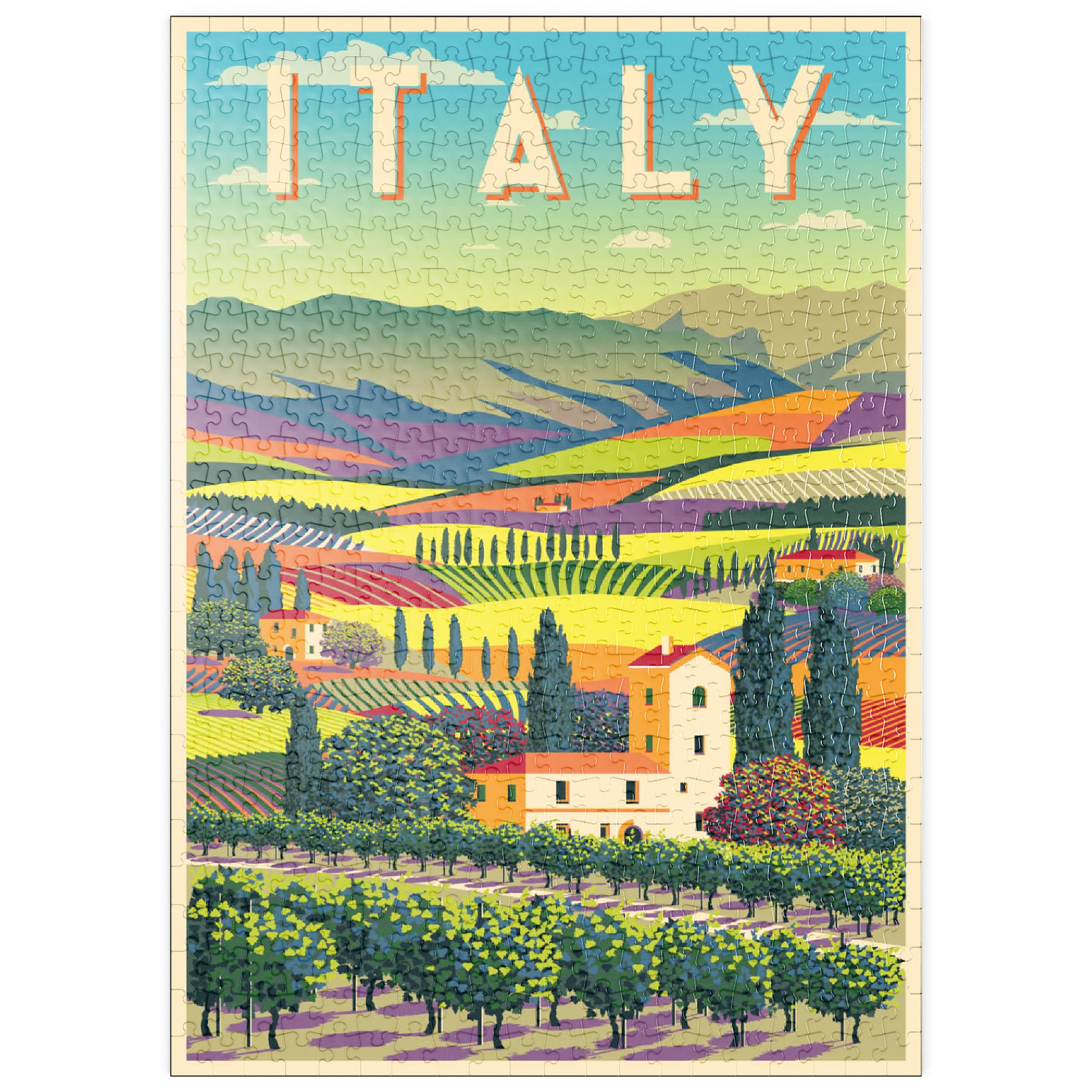 Premium Quality Puzzle 1000 Piece Art Deco Puzzle - Romantic Italian Rural  Landscape Vintage Poster - MyPuzzle Galaxy Collection Jigsaw Puzzle, image size:2100x2100