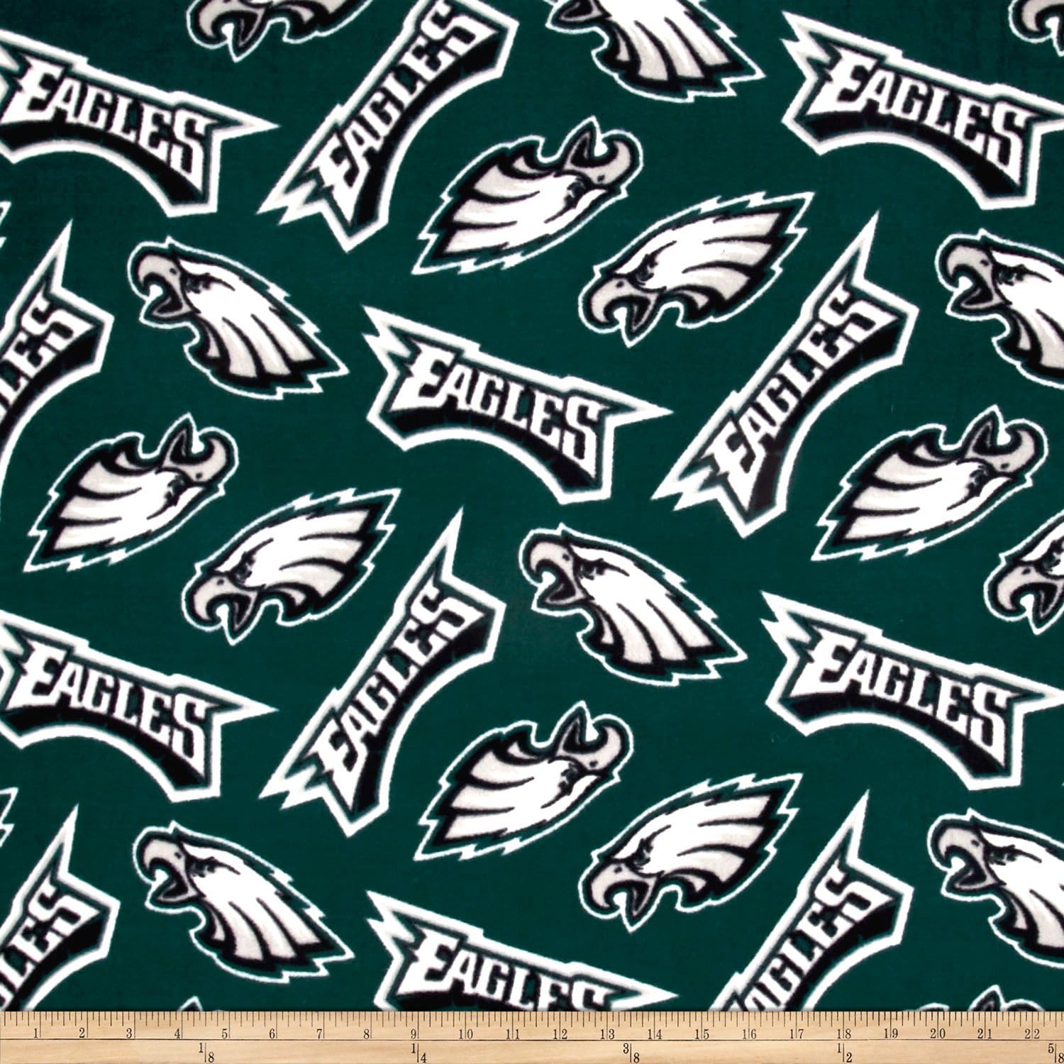 NFL Fleece Philadelphia Eagles Green/White, Fabric by the