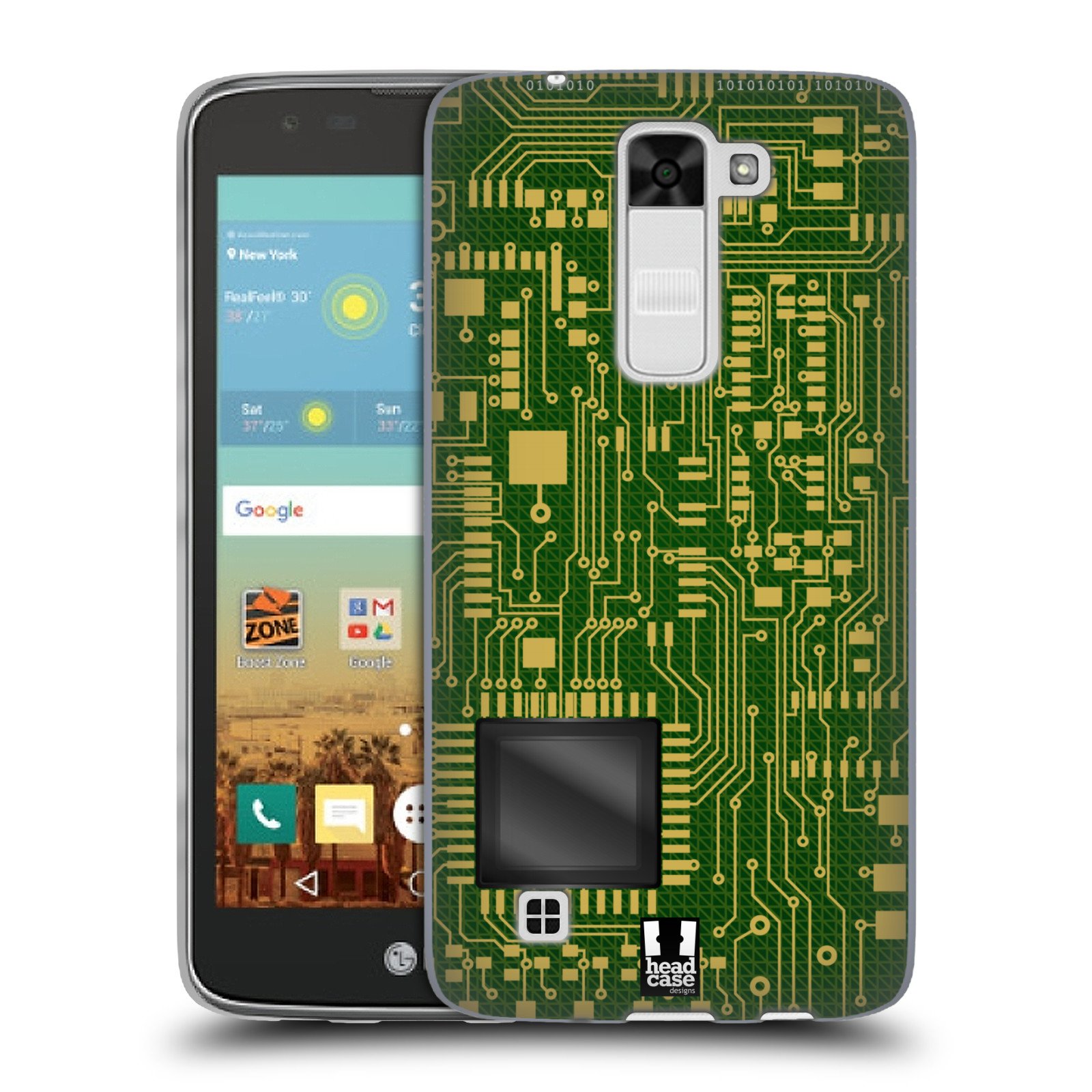 Head Case Designs Dark Green Circuit Boards Soft Gel Case Compatible With LG K7 K330 / Tribute 5