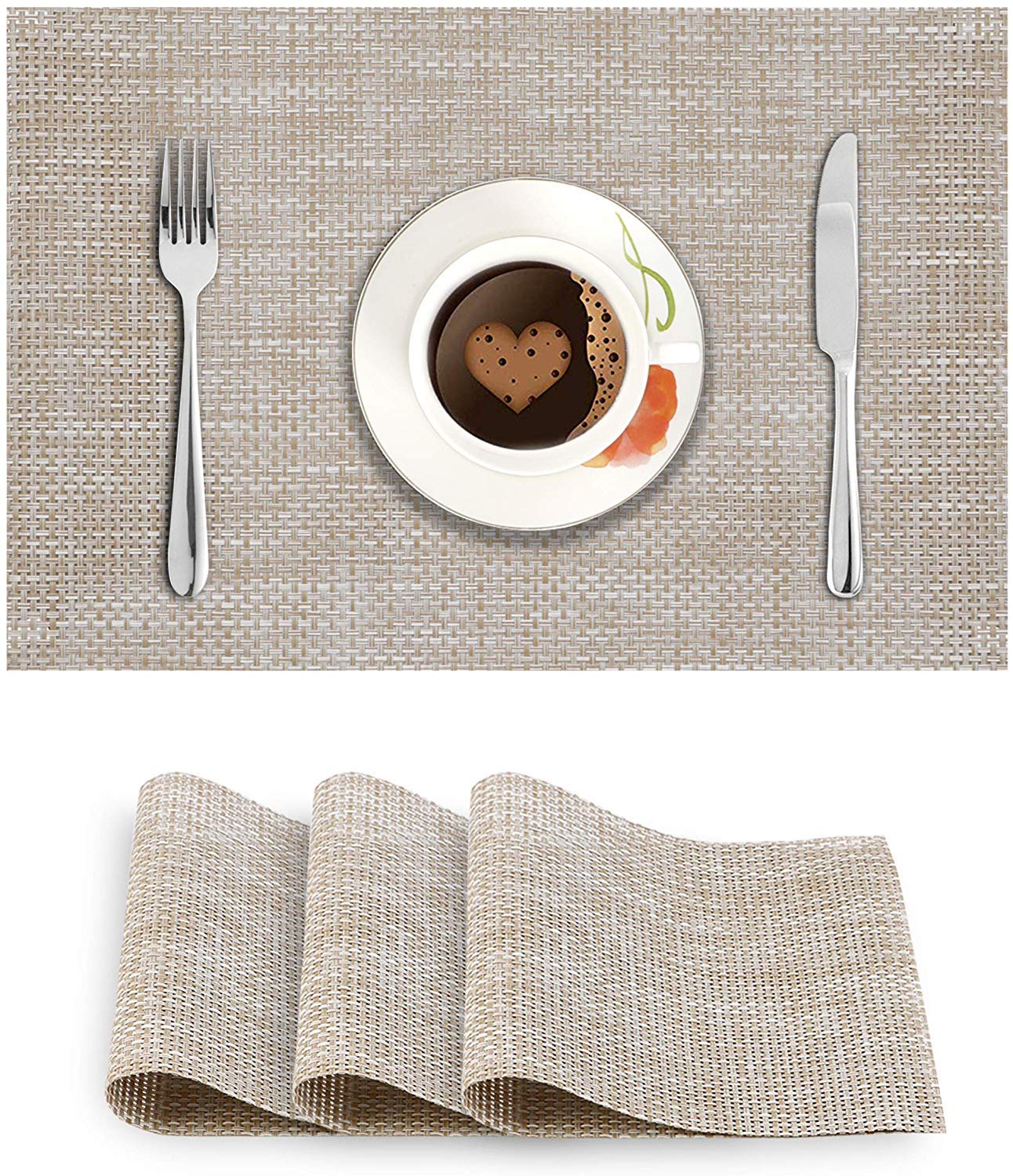 LWVAX® PVC Dining Table Kitchen Placemats (45x30 cm, Multicolour) - Pack of 4 Pieces