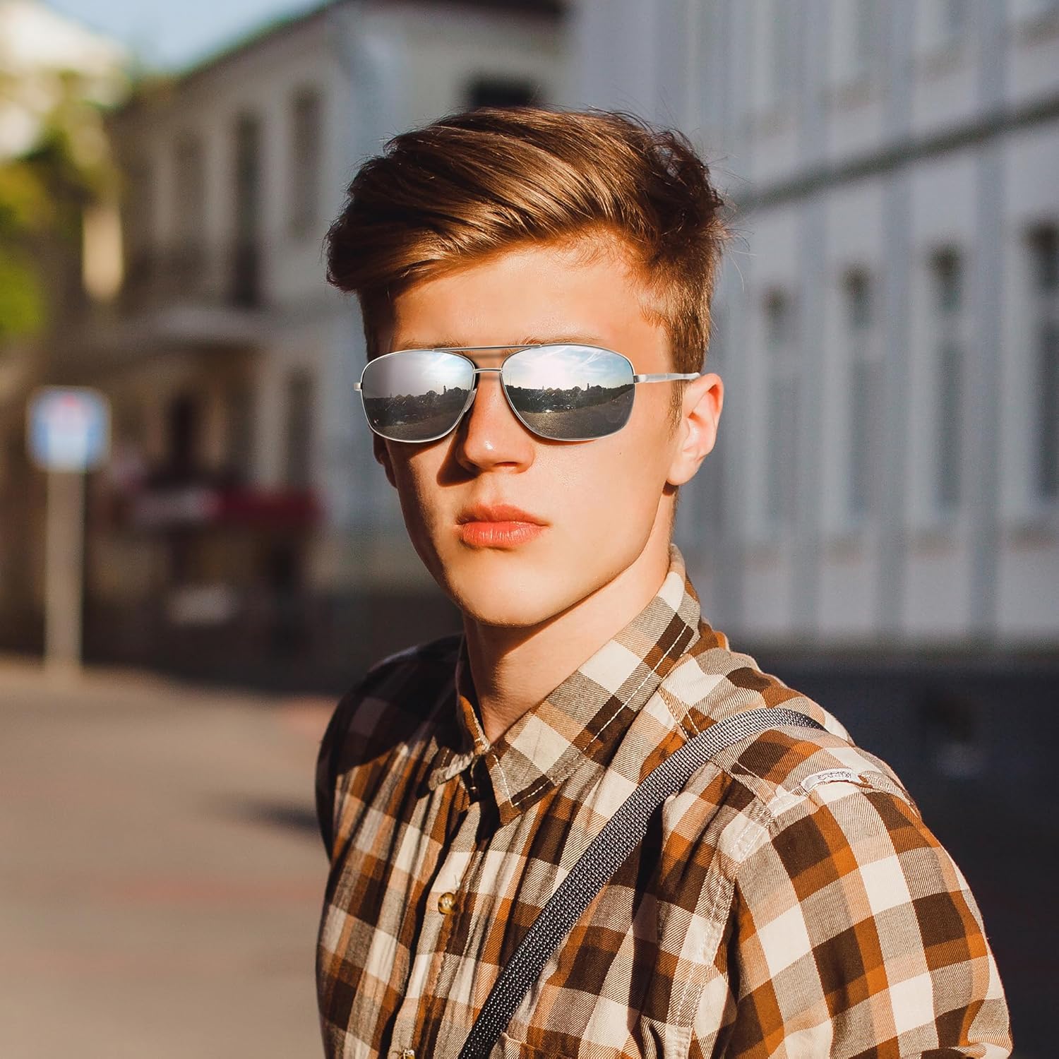 Aviator Sunglasses for Men Women, UV Protection Ultra Lightweight Rectangular Polarized Sunglasses - Image 2