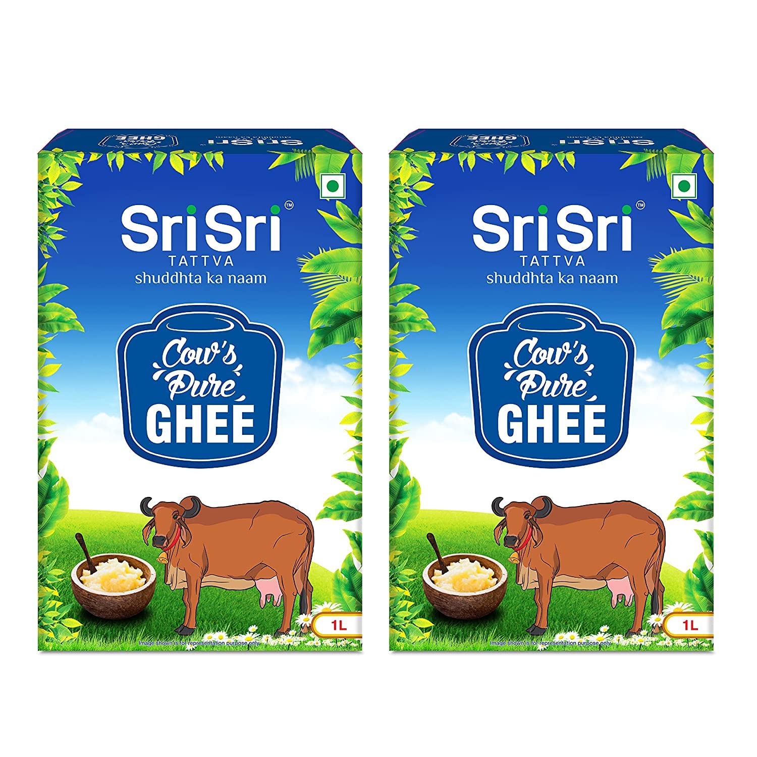 Sri Sri TATTVA shuddhta ka naam Cow Ghee - Pure Cow Ghee for Better Digestion and Immunity - 1 Litre (Pack of 2)