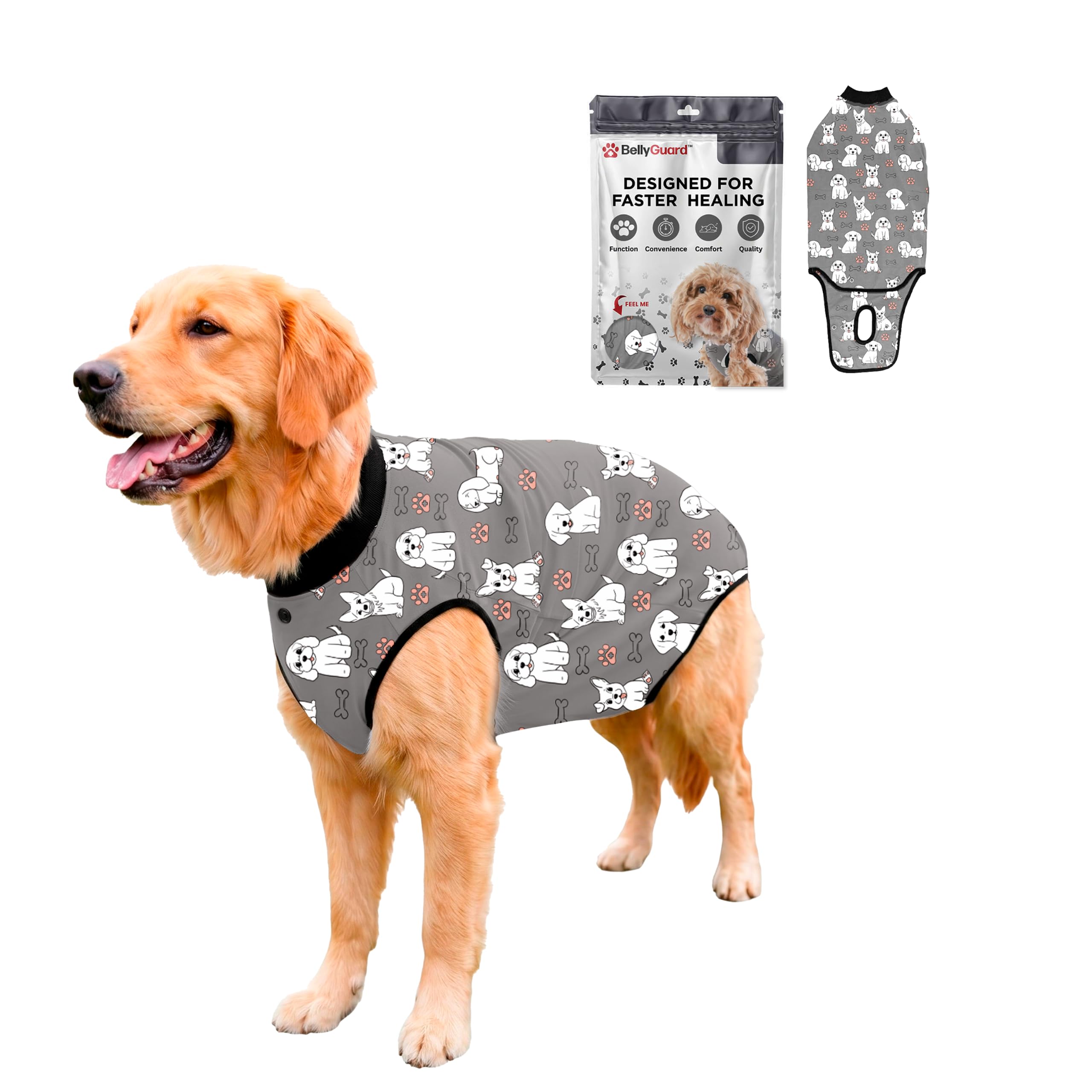 BellyGuard Dog Surgery Recovery Suit, Male Female After Spay Neuter Onesie
