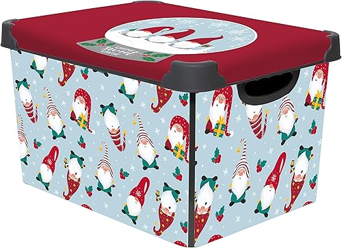Miniatura 8 de Simplify Contenedor de almacenamiento con diseño de gnomo dulce de gnomo, bolsa de Navidad, organizador de decoraciones de decoración navideña,