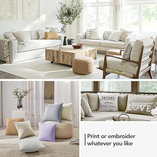 Miniatura 7 de Deconovo - Fundas de cojín decorativas y cuadradas de lino sintético, para el sofá o cama (26 x 26 pulgadas, color marrón topo, juego de 4 unidades,