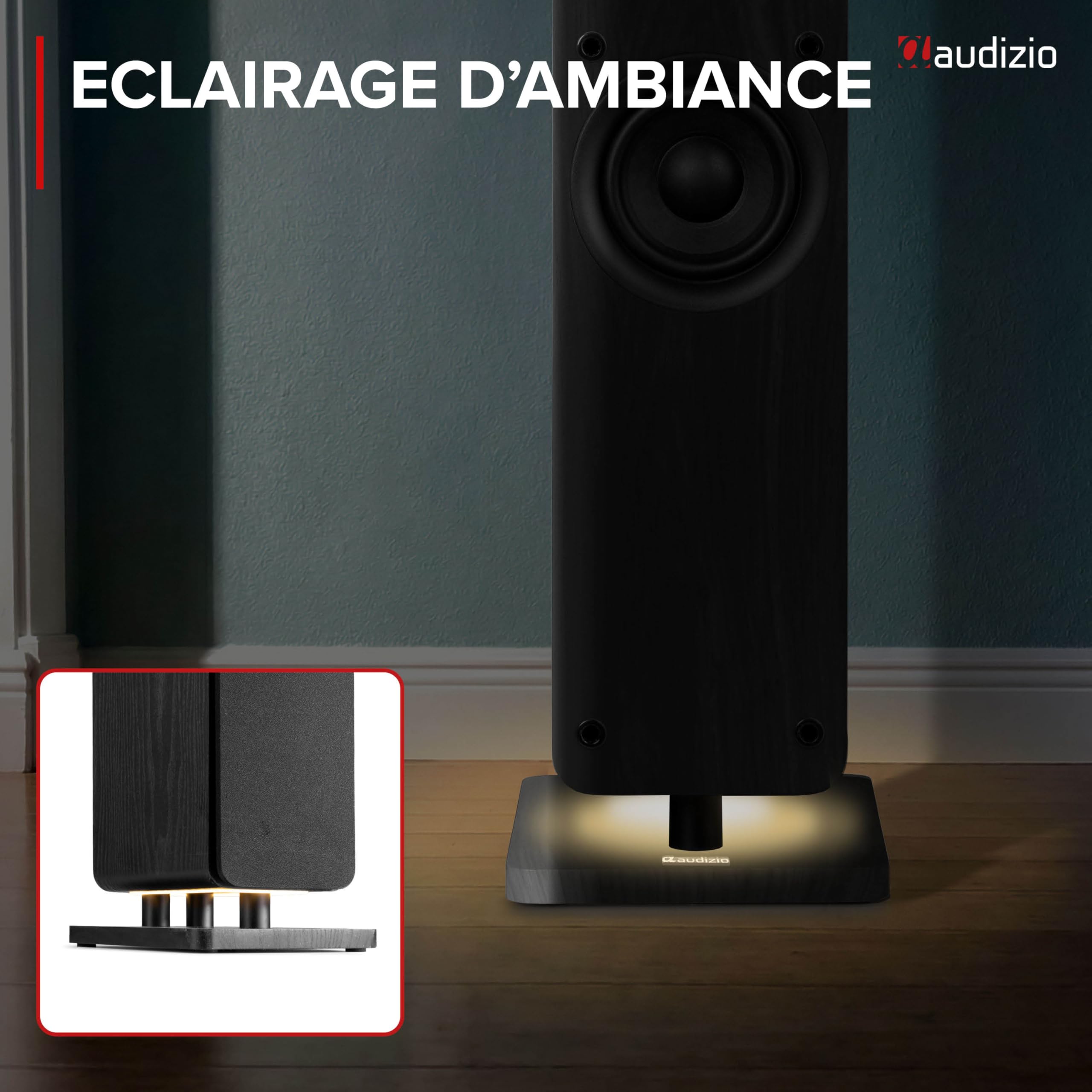 Audizio ARCO Tour de Son Hi-FI Stéréo 320W Noire - Pack Enceintes Colonnes Active + Passive avec BT, USB et Optique Tour de Son Design pour Salon, TV et Musique