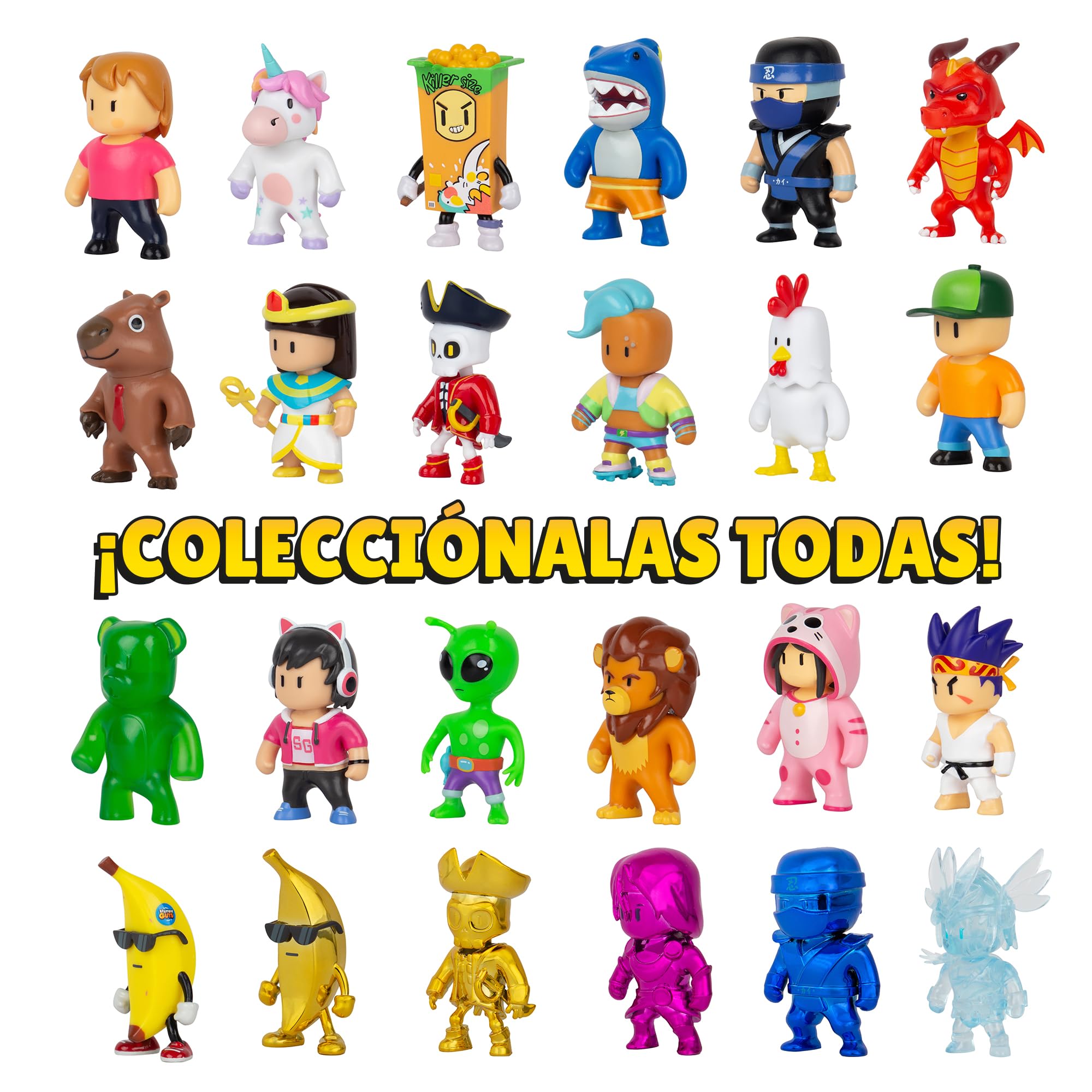 Bizak Stumble Guys Confezione da 8 Figure d'azione 6 cm Set 3, 3 gruppi di personaggi da collezionare, licenza ufficiale del videogioco di abbattimenti, adulti fan e ragazzi o ragazze dagli 8 anni