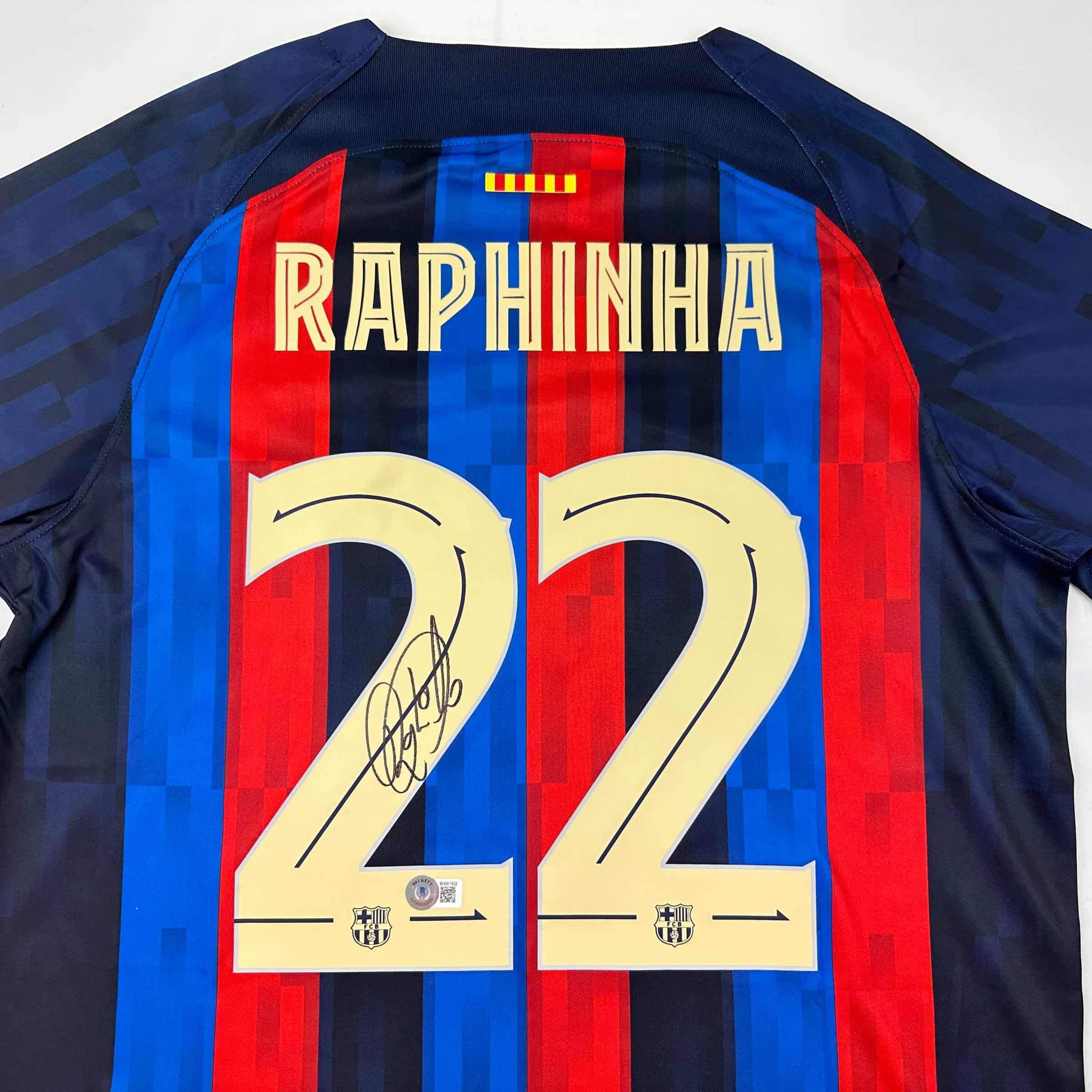Autographed/Signed Raphinha Raphael Belloli FC Barcelona Blue 