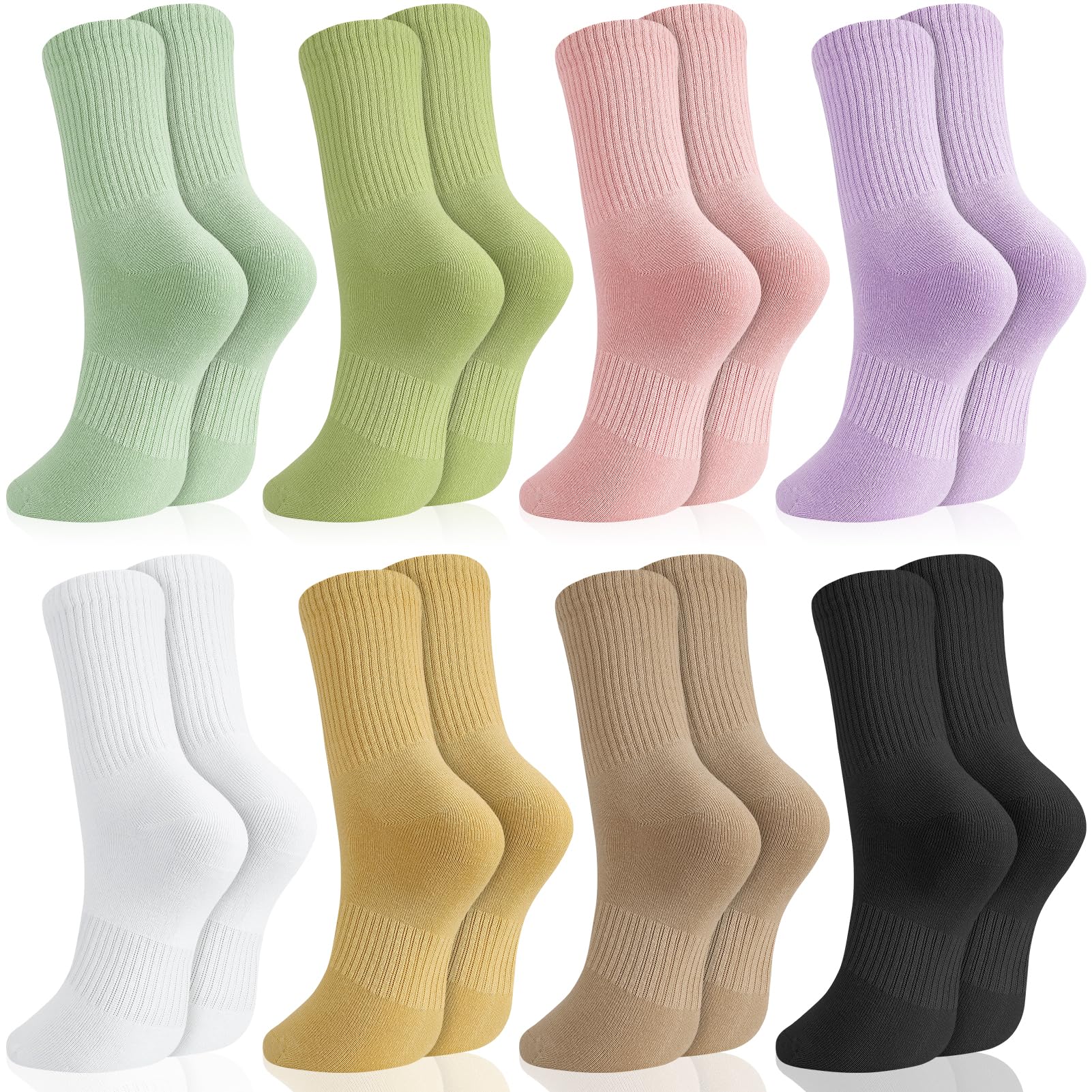 Zuimei Lot de 8 paires de chaussettes colorées pour femme - Pour le sport, la gym, les loisirs - Chaussettes décontractées - Chaussettes en coton