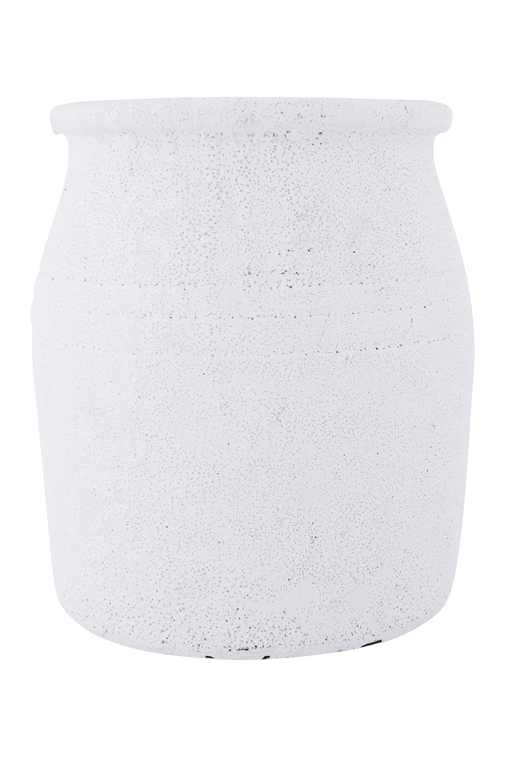 Creative Co-Op Round Terra-Cotta Crock with Distressed Volcano Glaze, White