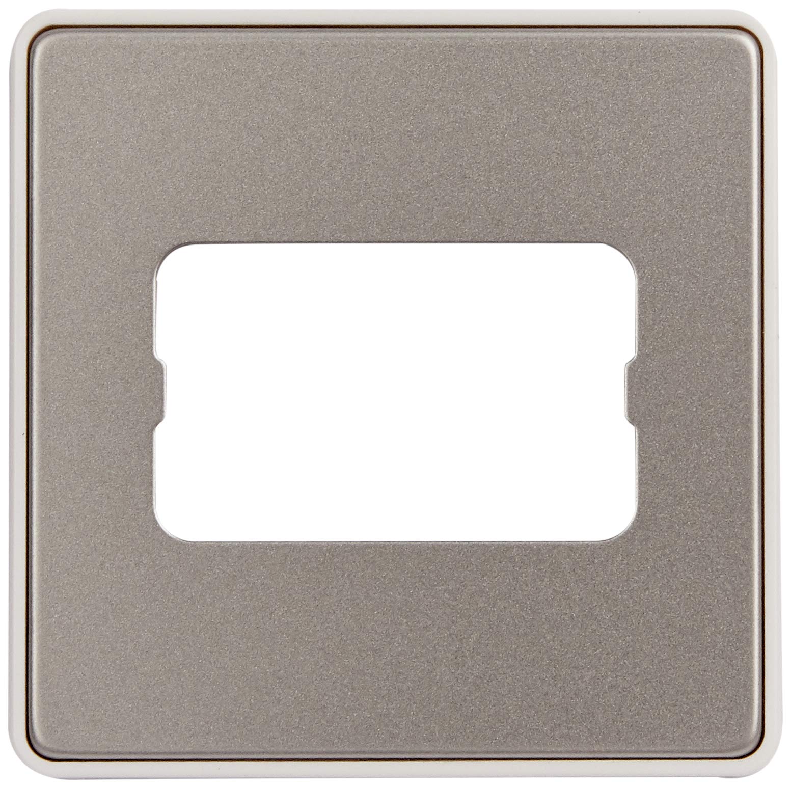 MK Dimensions 1 Gang 10A 3 Pole Isolator Switch Satin Steel Finish Frontplate with a White Trim, Satin Steel With White Insert