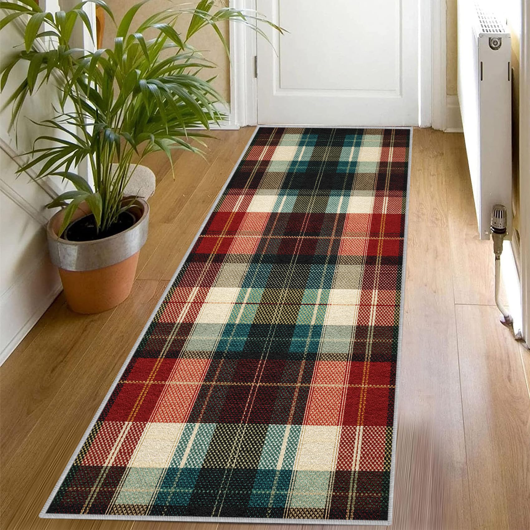 Tapis de couloir lavable et antidérapant à carreaux 80x300