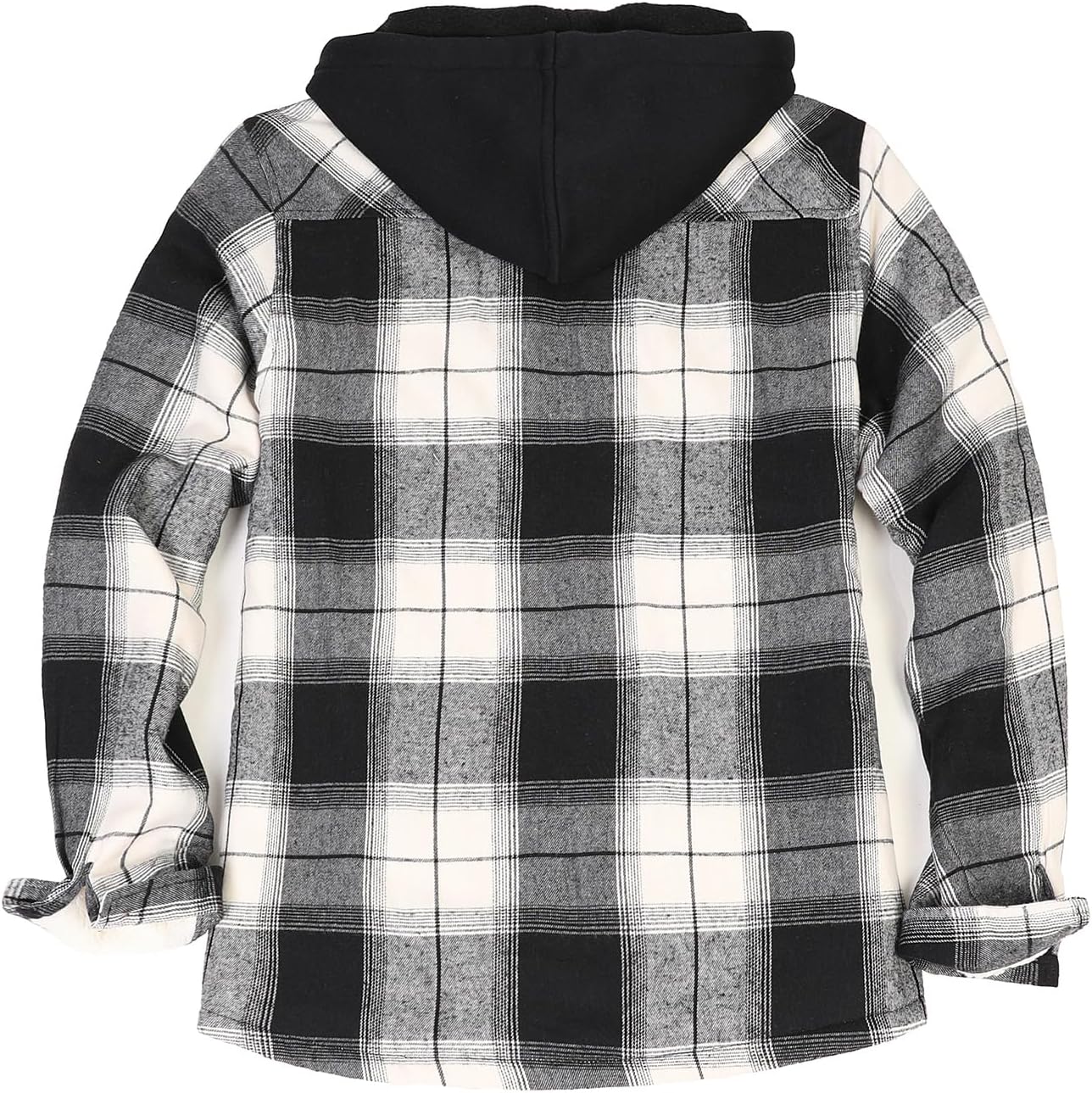 ZENTHACE Women's Hooded Flannel Shirt Jacket,Sherpa Lined Full Zip Fall Winter Plaid Shacket - Image 4