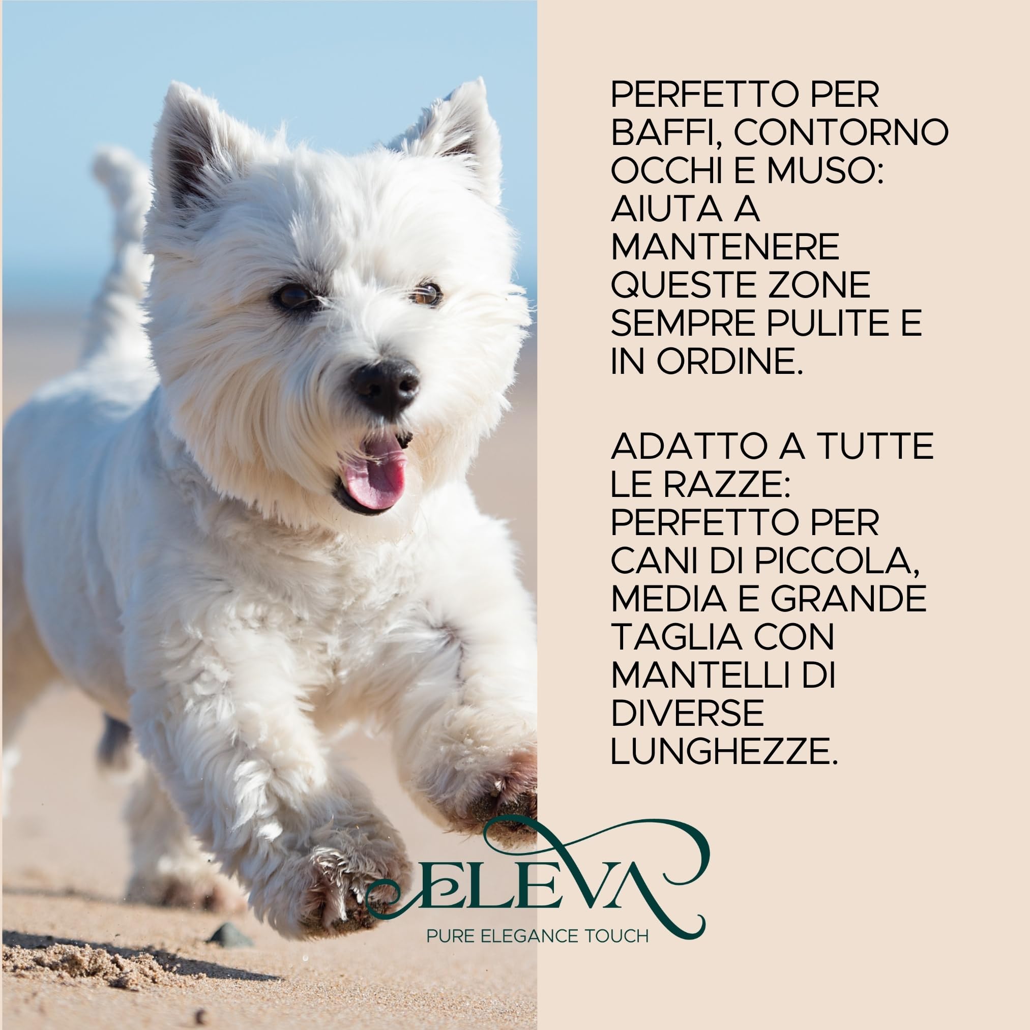 ELEVA PET - Pettine per Cani in Acciaio - Denti Larghi e Stretti - Toelettatura Professionale - Rimuove Nodi e Residui - Ideale per Pelo Lungo e Corto - Mantiene il Manto Pulito e Sano - Made in Italy