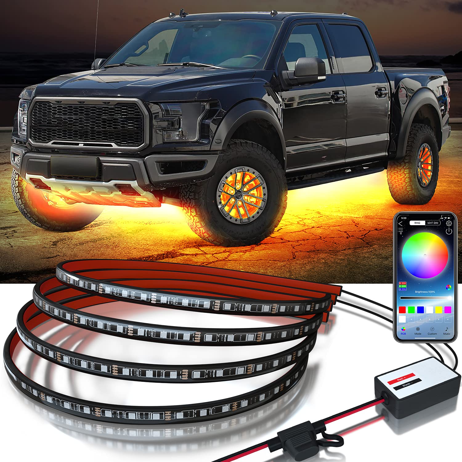 Buy YILAIE Car Underglow Lights Kit for Cars, Dynamic or Static Neon