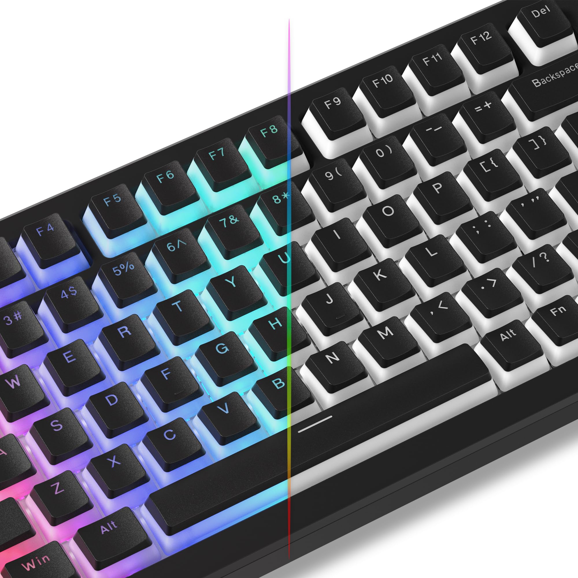 Pudding Keycaps PBT 100% Klawiatura 130 klawiszy, Shine Through Keycaps, profil OEM dla klawiatur 100%, 75%, 65%, 60% MX-stem Switches, czarny (ISO DE nieobsługiwane)