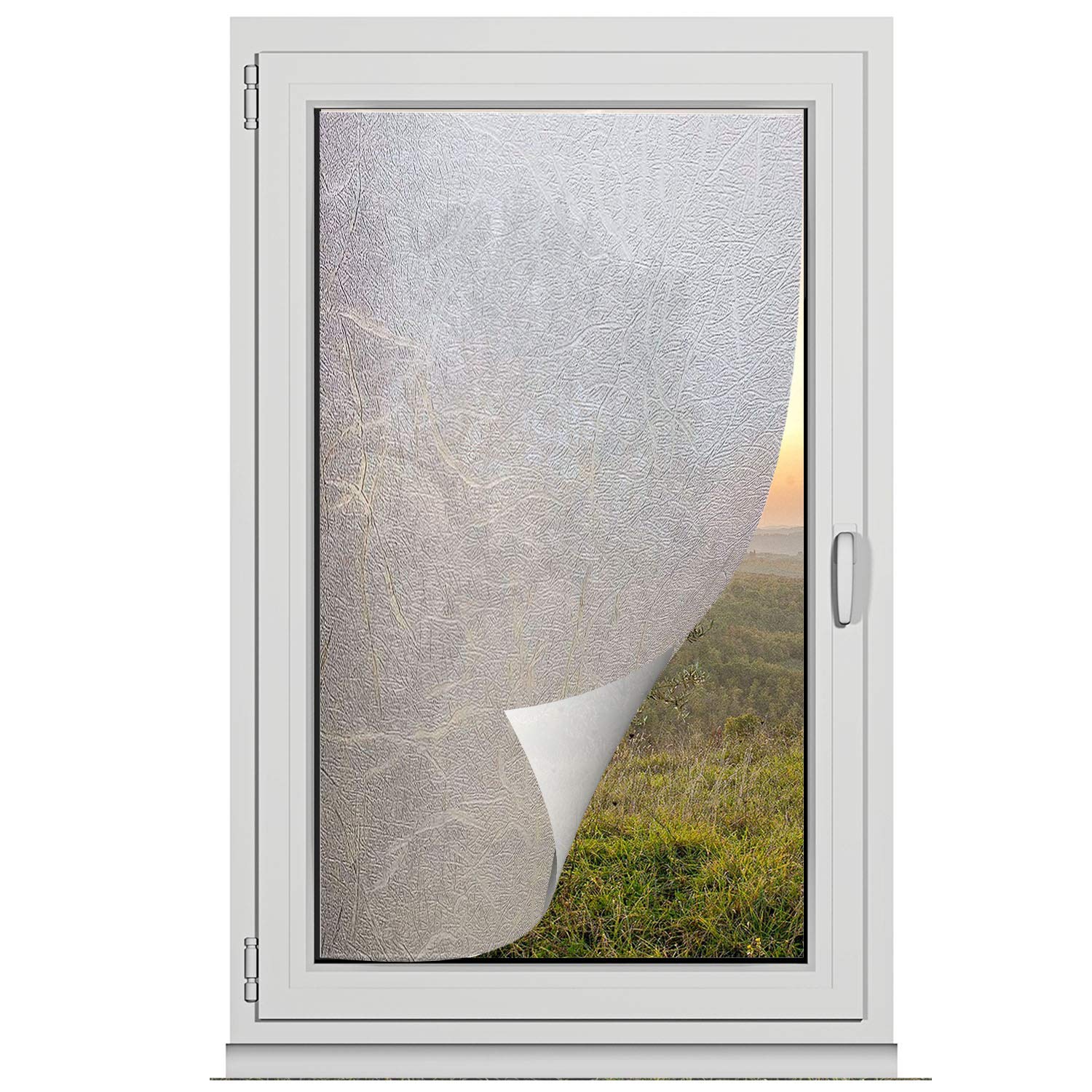 Pellicola Per Finestre Smerigliata Adesiva – Effetto Vetro Ghiaccio, 50x160 Cm, Controllo Privacy, UV, Statico Senza Colla, Per Bagno E Ufficio