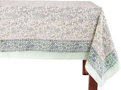 ATOSII Aster - Mantel rectangular bohemio de otoño 100% algodón, estampado floral a mano, para cocina, comedor, fiestas, bodas, exteriores, Navidad,