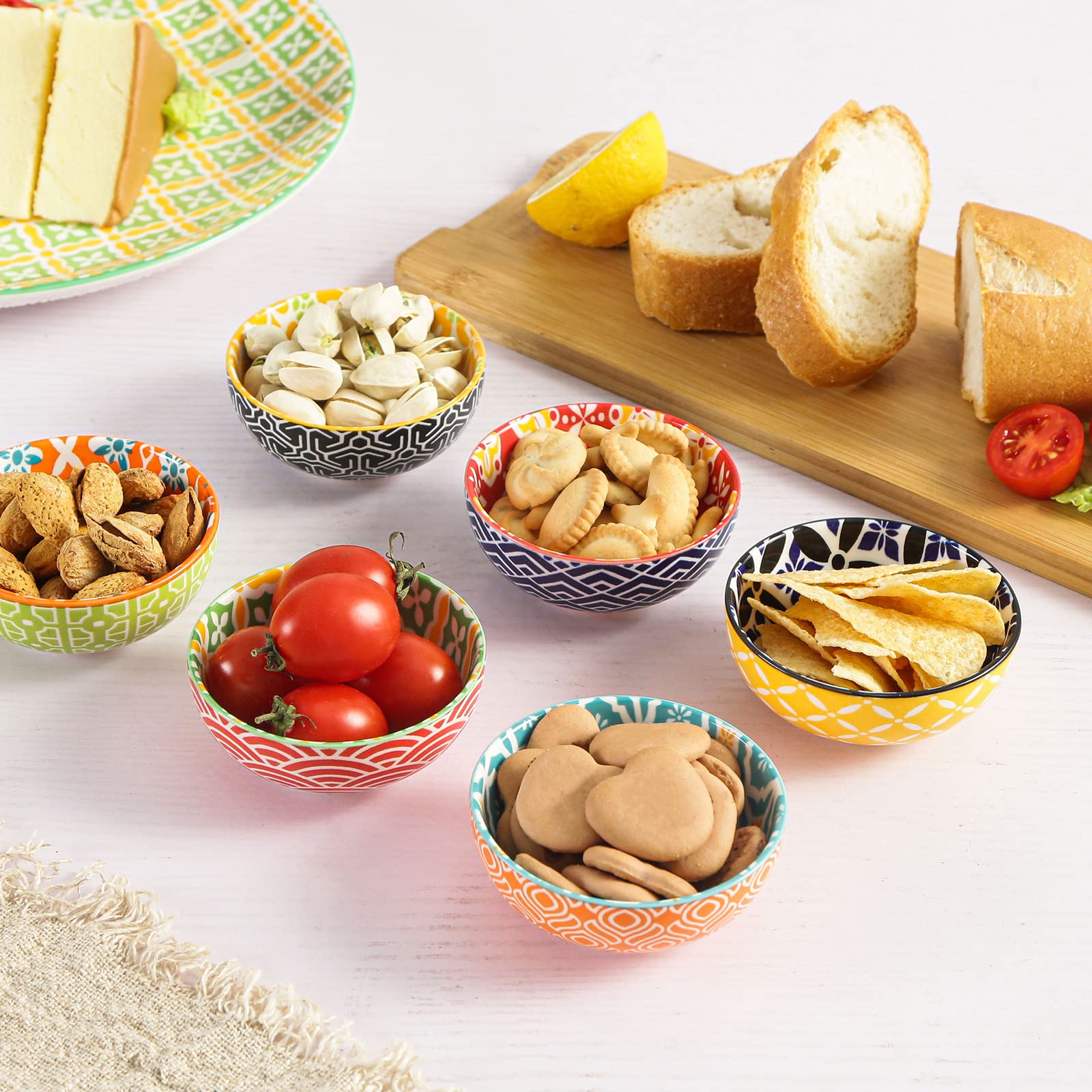 Metahom Juego de 6 cuencos de cerámica para salsa de soja, mini cuencos de 3 pulgadas para condimentos, sushi, aperitivos, guarnición, juego de 6