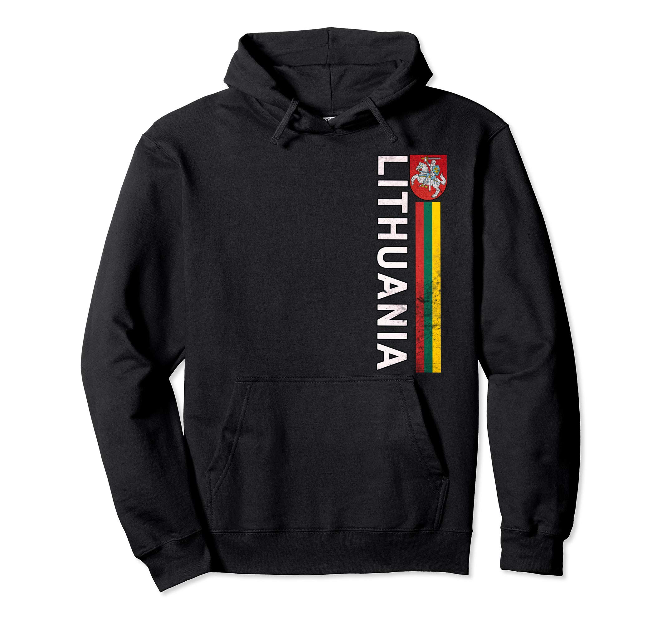 Lithuanian Expat DesignsLithuania Flag and Emblem Left Side Retro-effect Pullover Hoodie