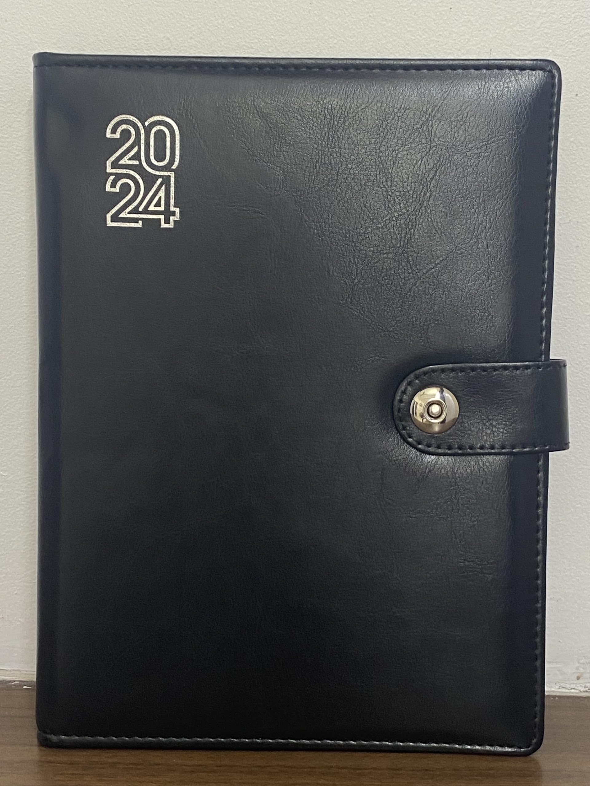 Magpie Collections Premium Black Button Lock with Pen Leatherette Tabbed Journal New Year Diary 2024 Diary