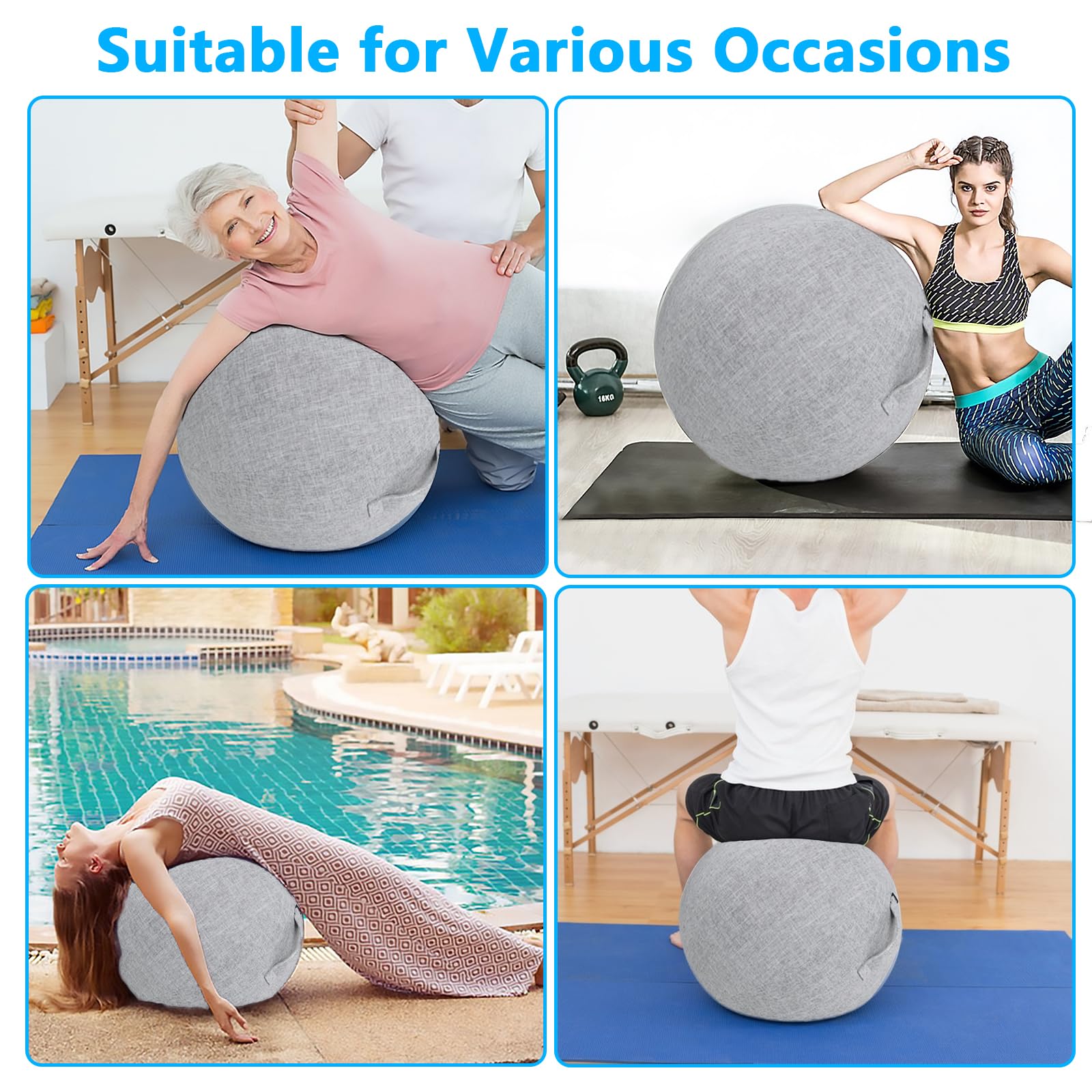 Copertura Protettiva Per Palla Da Ginnastica 65cm, Copertura Per Palla Da Equilibrio, Palline Pieghevoli Rivestimento In Tessuto, Copertura Leggera Per Palla Da Yoga Per Gravidanza Fitness Yoga