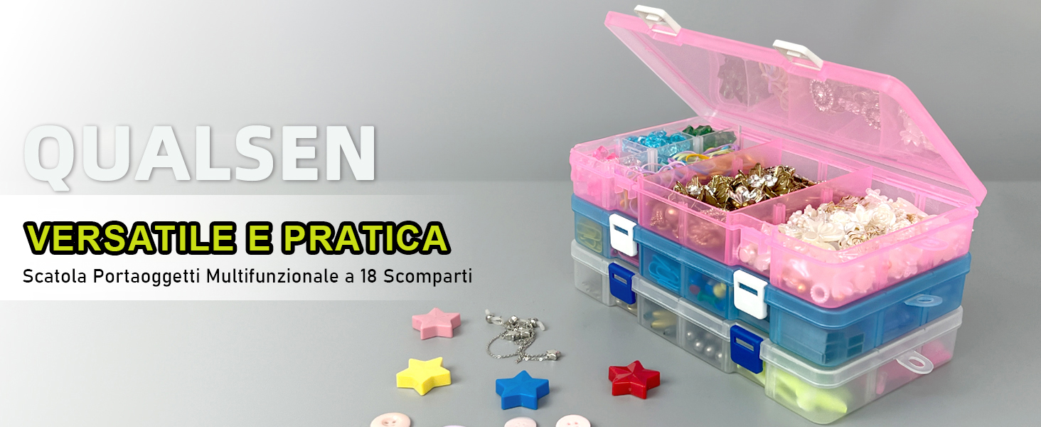 Scatola Organizer 36 Scomparti Per Piccoli Oggetti - Contenitore In Plastica Trasparente Con Divisori, Porta Perline, Viti, Gioielli, 27x17x4 Cm - 3