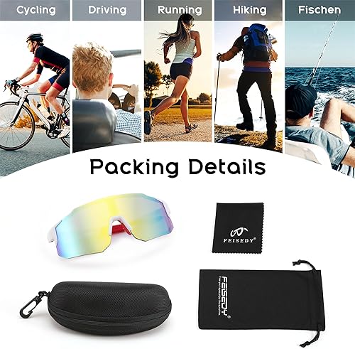 Miniatura 7 de FEISEDY Gafas de sol deportivas para hombres, mujeres y adolescentes - Béisbol, ciclismo, ciclismo UV400 protección B2388