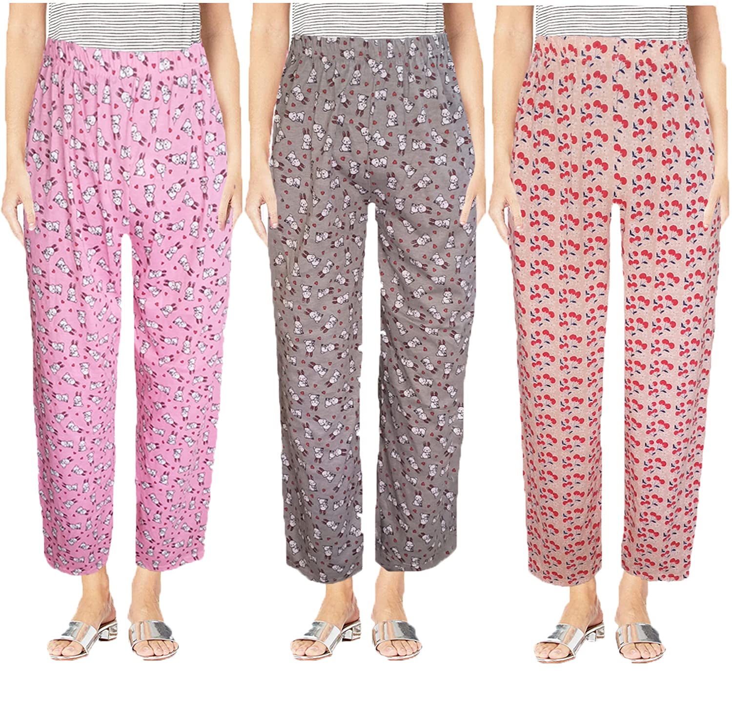 jane klain DESAN Women's Cotton Printed Pyjamas/Lower/Track Pant, Lounge Wear, Soft Cotton Night Wear Pajama Pant(Prints May Vary) - Combo Pack of 3 (Free Size, 3 Pack)-picture-29