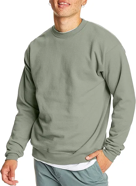 Hanes Mens Ecosmart Fleece Sweatshirt, Cotton-blend Pullover, Crewneck For Men, 1 Or 2 Pack, Stonewashed Green - 1 Pack, Large US