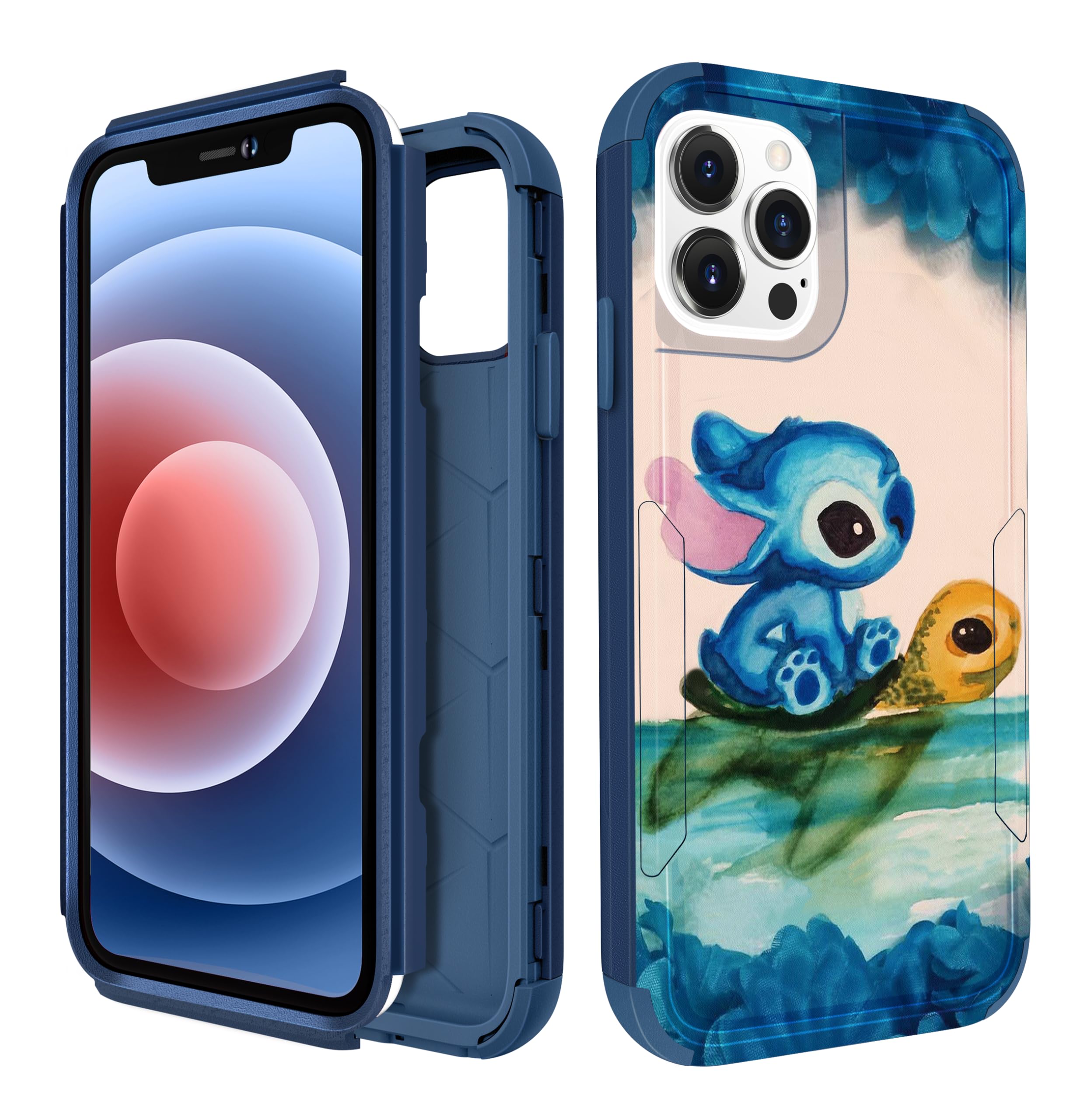 Lupct for iPhone 12 Pro Max 6.7" Heavy Duty Phone Case for Boys Kids Girls Cute Cartoon Cool Hard Triple Layers Rugged Military Full Body Cover Drop Protective Cases for Apple i Phone 12 Promax Turtle