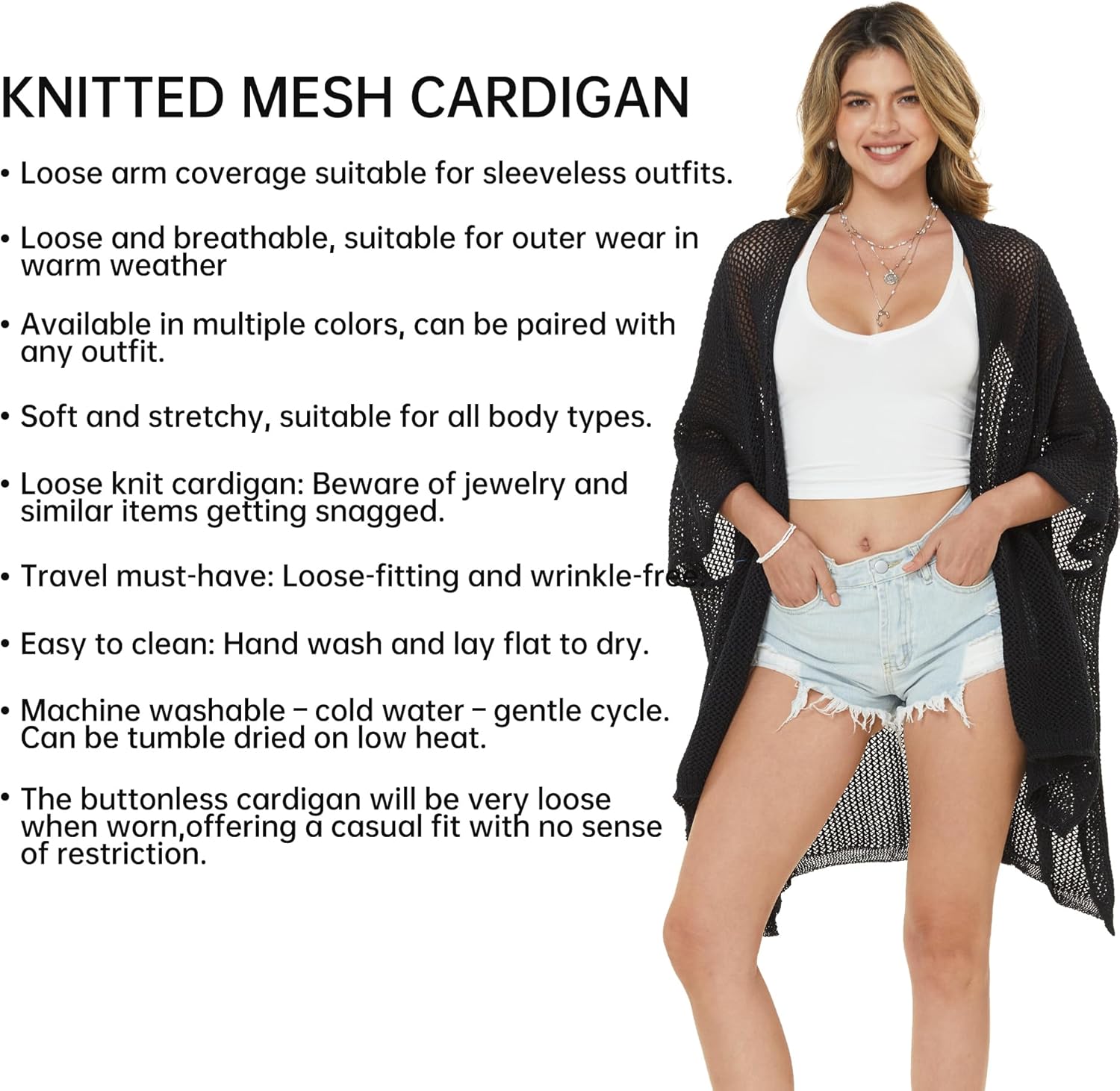 STARWHISPER Open Front Cardigans Crochet Coverups for Women Lightweight Cardigan Sweaters for Women Mesh Cardigan Sweaters - Image 5