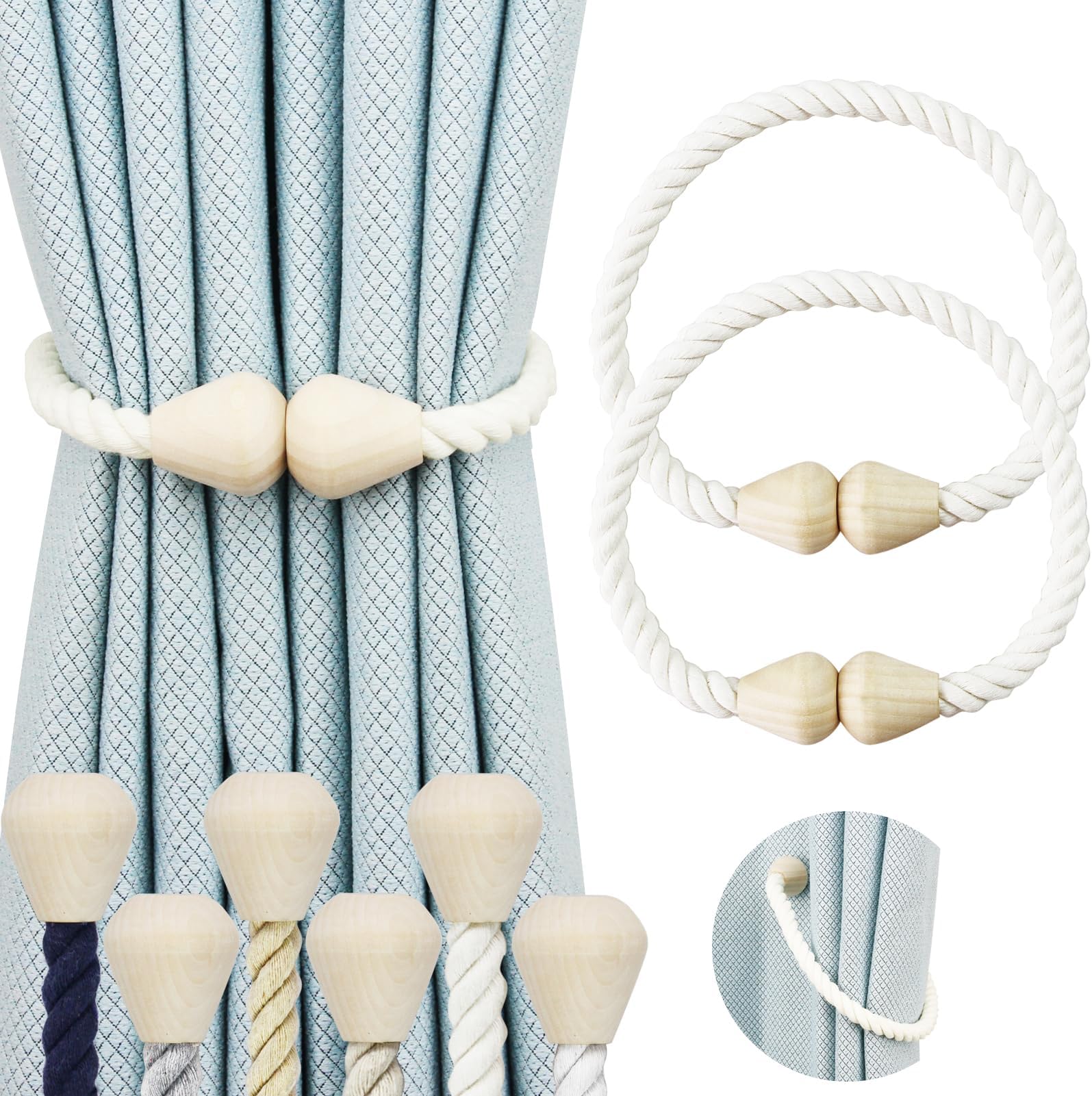Amazon.com: Yiaizhuo 2 Curtain Tiebacks Holdbacks Magnetic Buckle Woven ...
