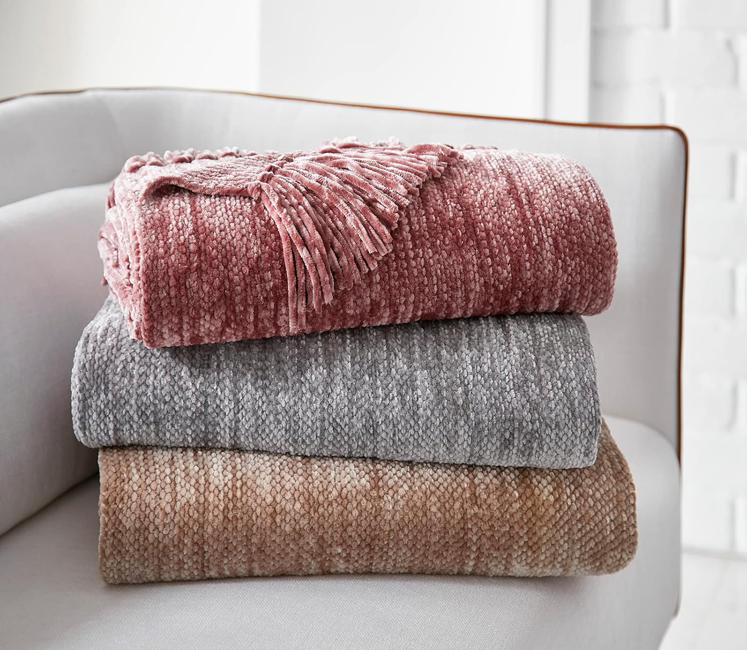 Crafted by Catherine Mauve Heavyweight Chenille Throw 50" x 60" - Image 5