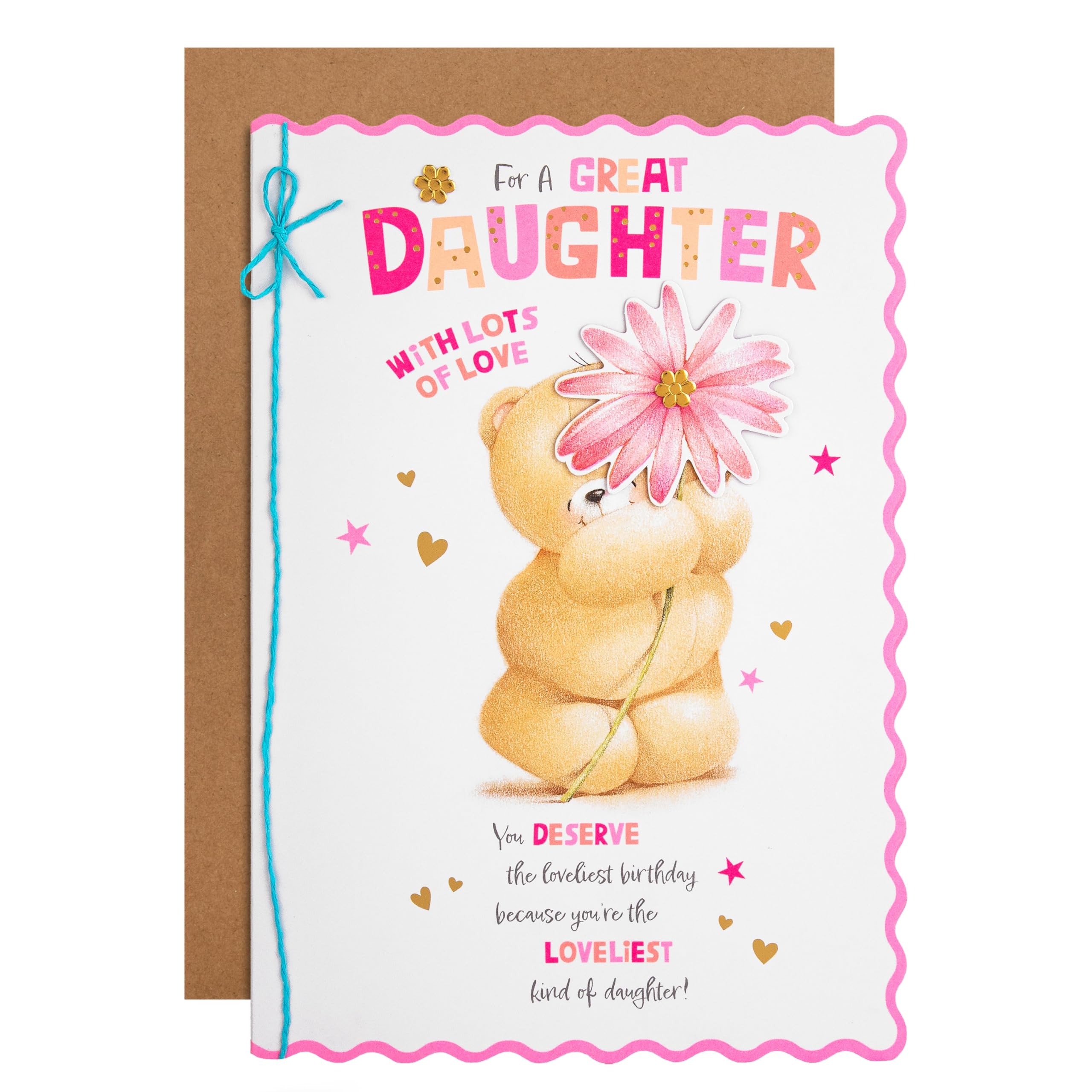 Hallmark Birthday Card for Daughter, Cute Forever Friends with Flower Design, Pink, Blue