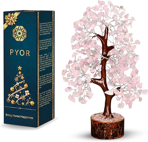 Miniatura 8 de Árbol de la vida de cristal de cuarzo rosa, regalo espiritual para mujeres, decoración estética de oficina rosa, accesorio de escritorio con piedras