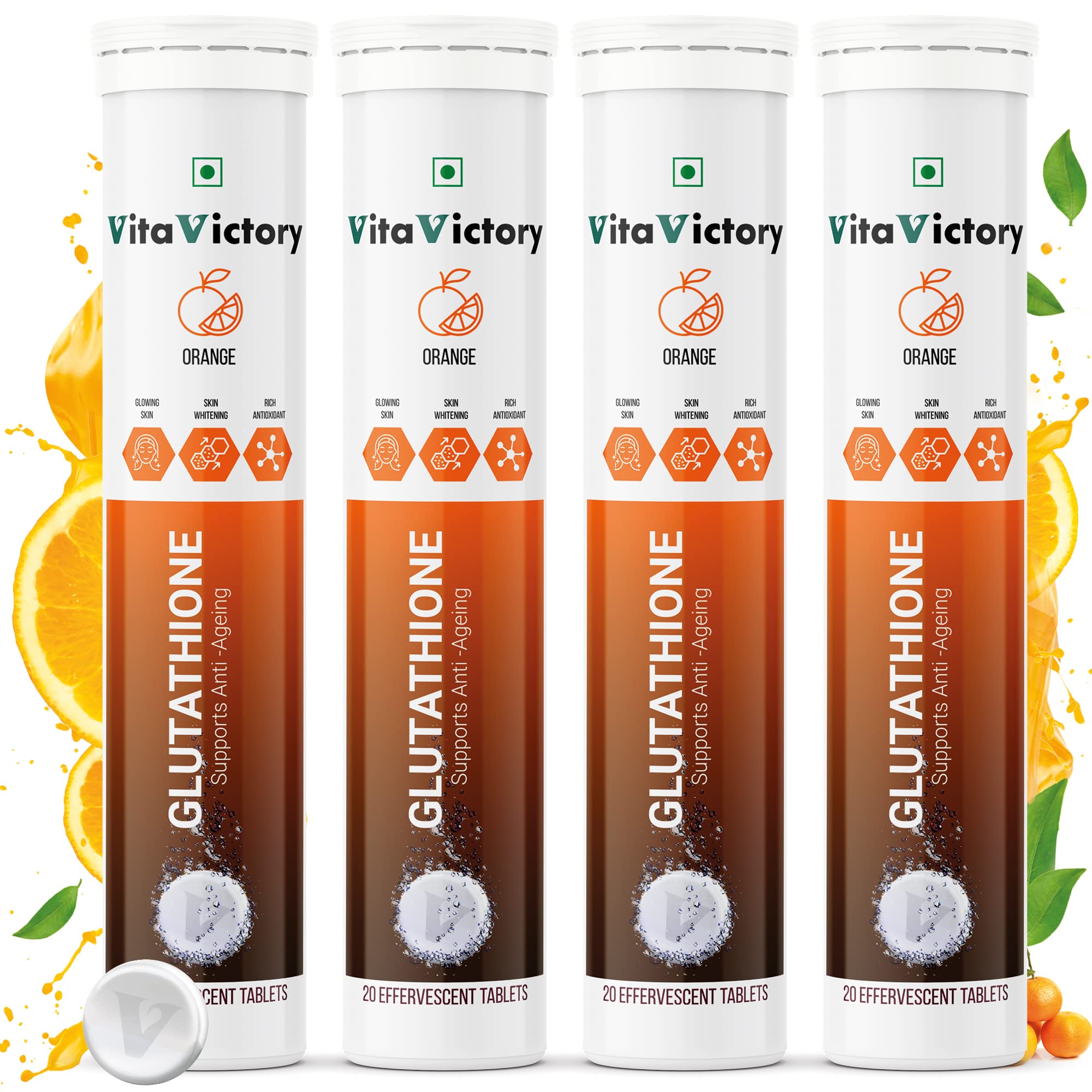Vita Victory L-Glutathione 500mg with Vitamin C and Alpha Lipoic Acid for Antioxidants & Skin Lightening | Skincare for Pigmentation, Dark spots & Tan Removal - 60 Effervescent Tablets Orange Flavor (B0BHWBFQG1) Amazon Price History, Amazon Price Tracker