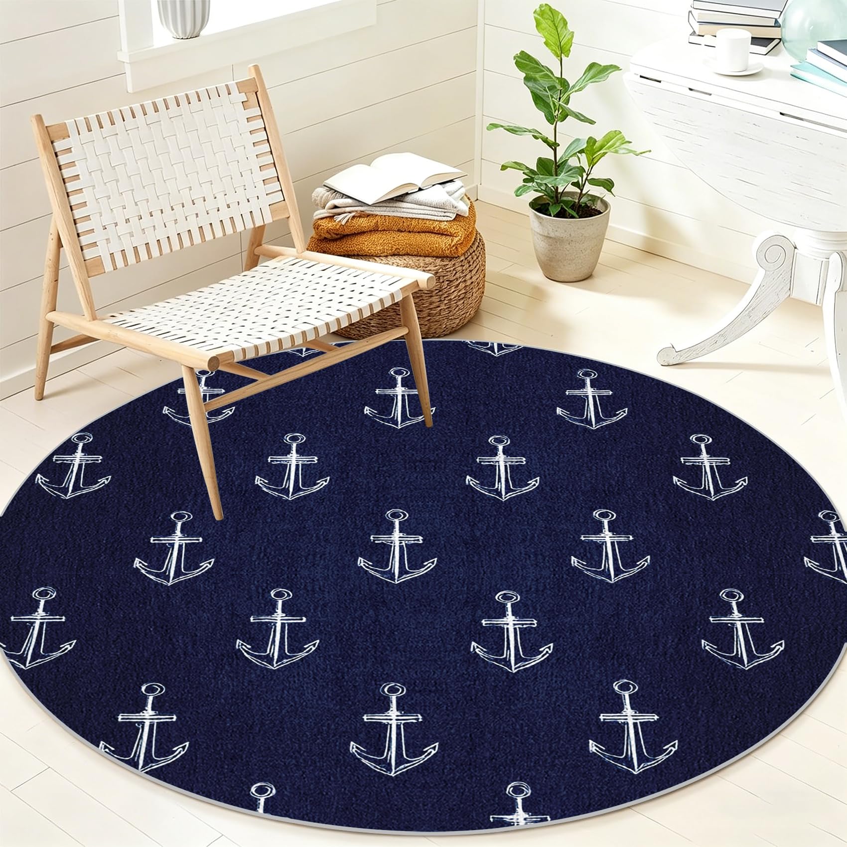 Tapis doux bleu marine facile à nettoyer pour salon et chambre