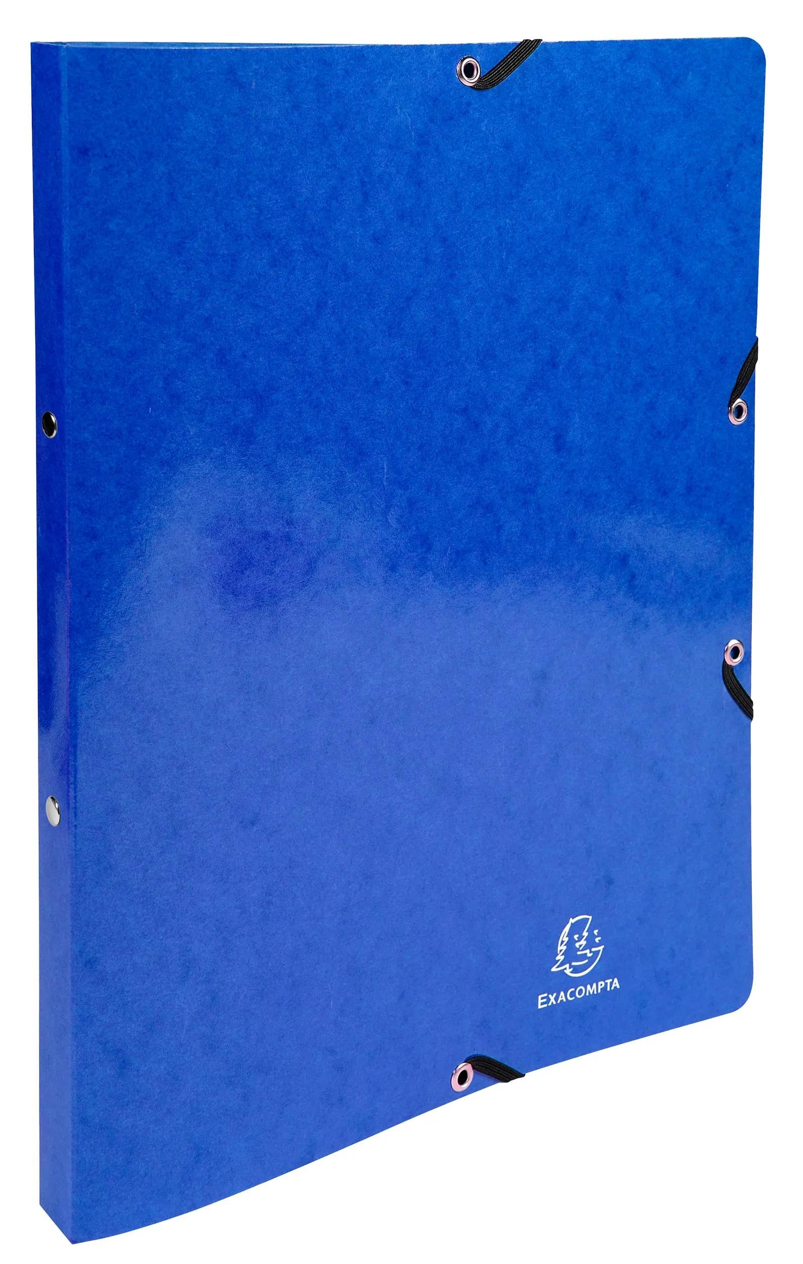 Exacompta - Rif. 54882E - Cartone da 20 raccoglitori per biglietti lucidi, con elastici, 2 anelli rotondi 15 mm, dorso 20 mm, dimensioni esterne: 32 x 25 cm, formato A4, blu scuro